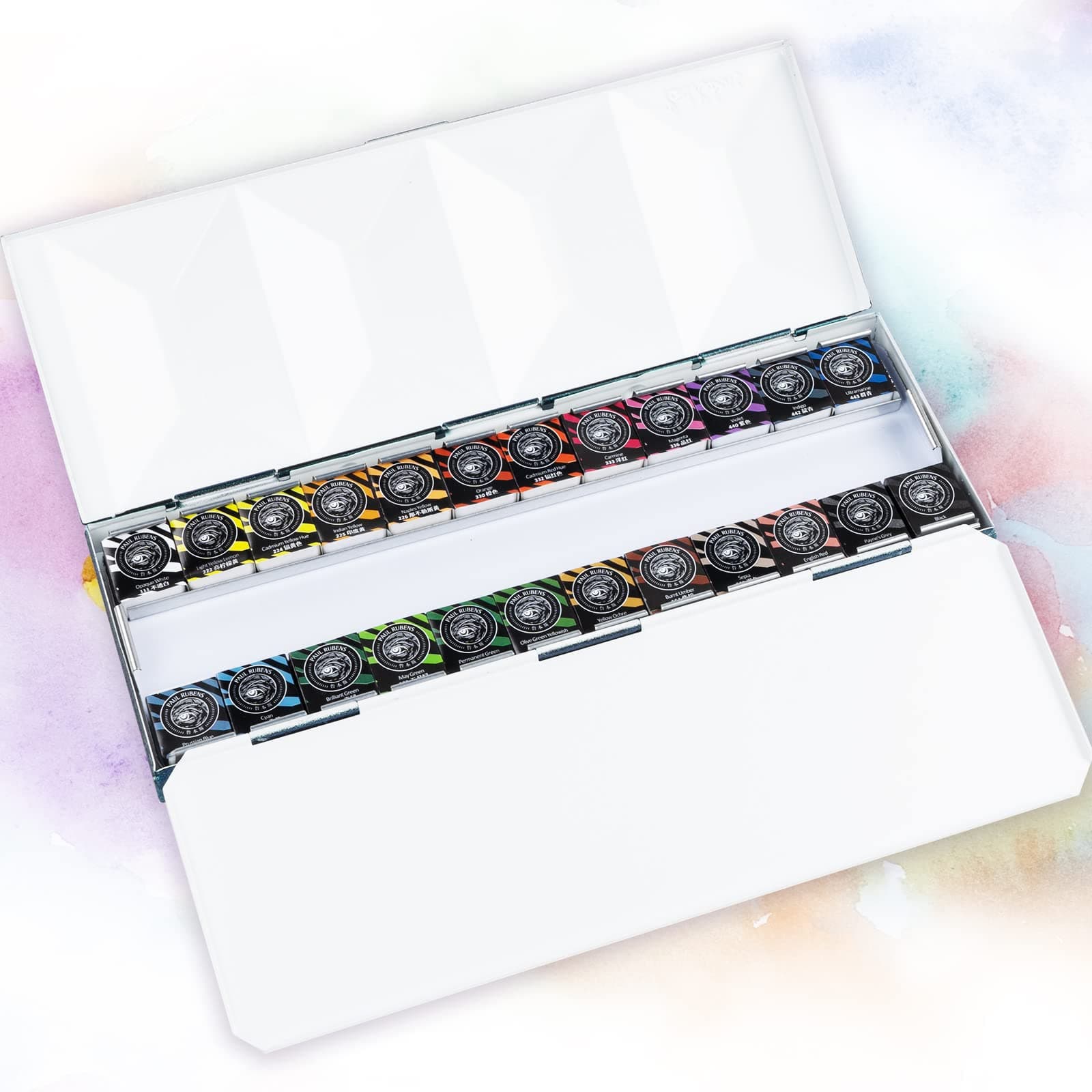Paul Rubens Professional Watercolor Paint Set Artist Grade, 24 Colors Solid Paint with Portable Metal Box Travel Watercolor for Artists, Beginners, Hobbyists, Students, Black Case