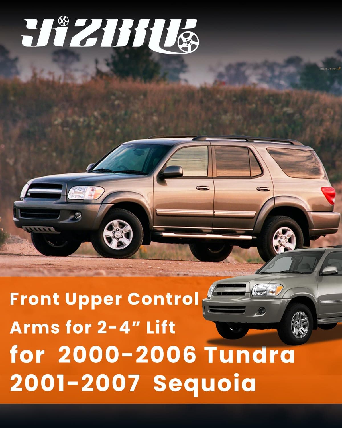 YIZBAP 2PCS Front Upper Control Arms For 2000-2006 Tundra 2001-2007 Sequoia with Ball Joint, 2-4" Lift Suspension Kit Adjustable tubular Control Arms, Replacement OEM Factory Suspension Arms