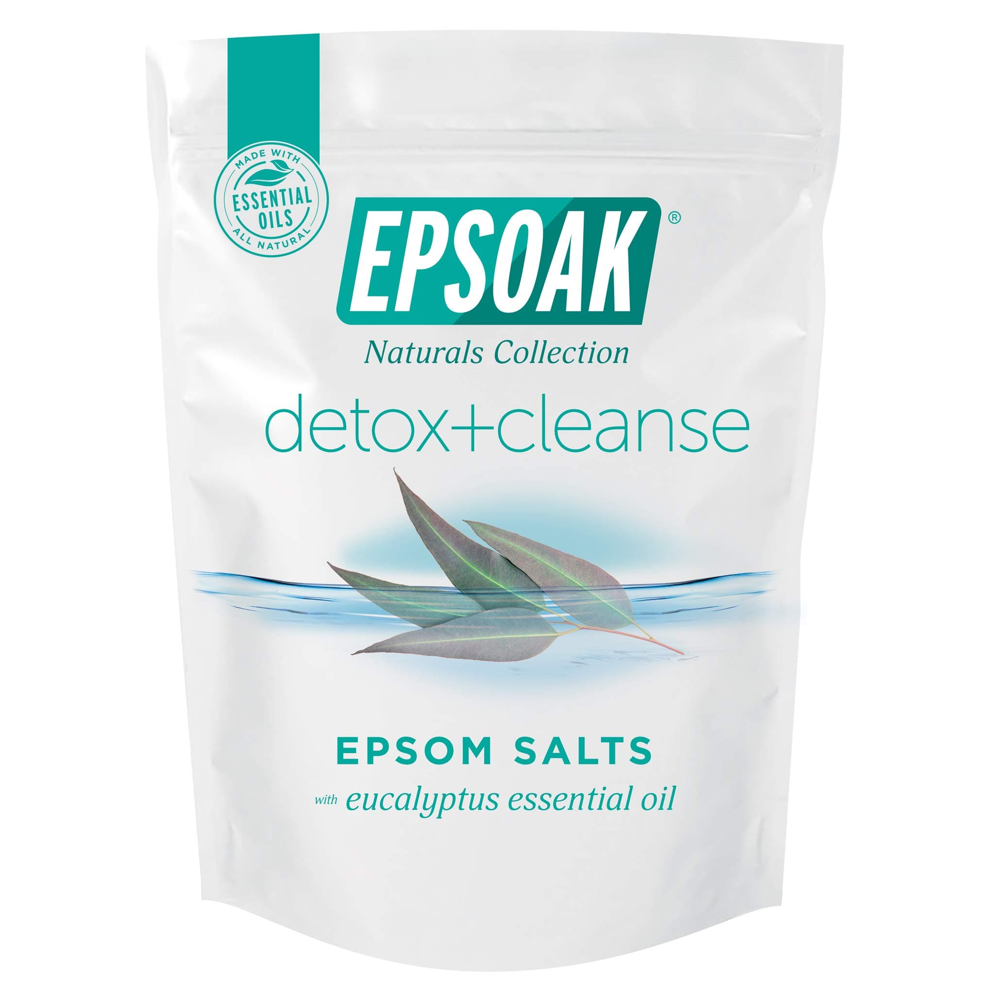Epsom Salt 2 lb. USP Magnesium Sulfate with Detox + Cleanse Scent Resealable Epsom Salt Bag, Made in The USA, Cruelty-Free Certified