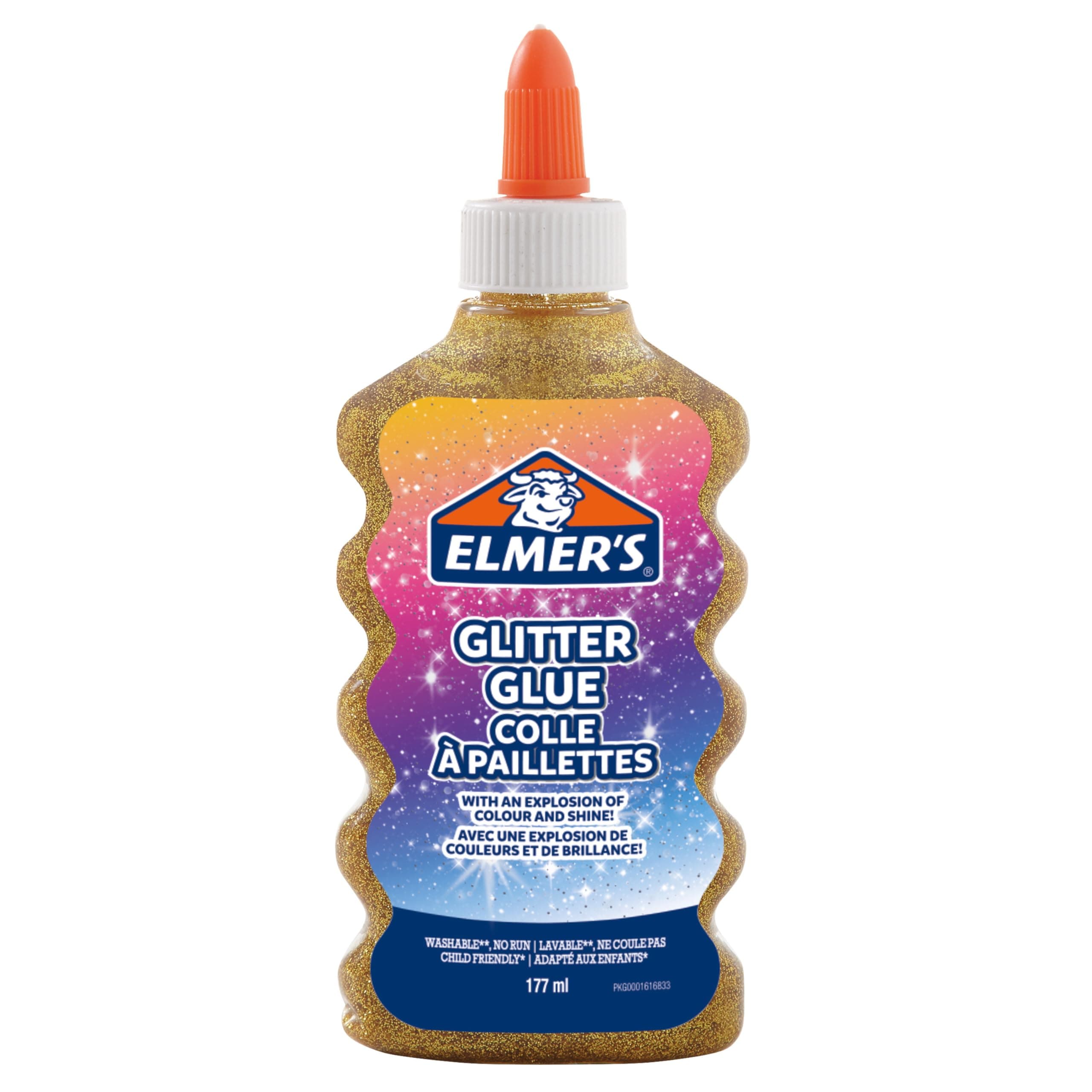 Elmer's PVA Glitter Glue | Gold | 177 ml | Washable & Kid Friendly | Great for Arts & Crafts Projects