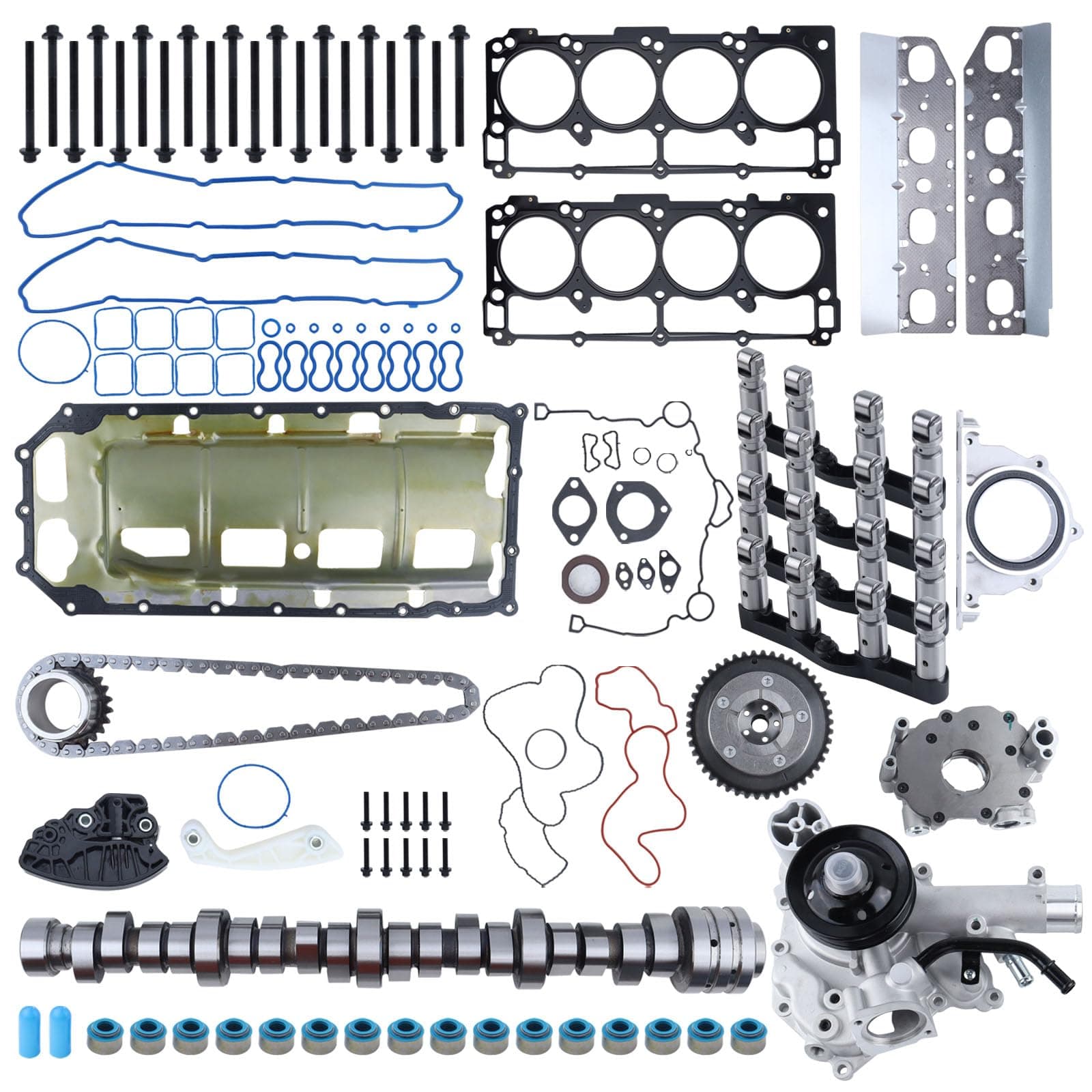 5.7L V8 MDS Lifters Timing Camshaft Gaskets Water Pump Kit Hemi OHV Compatible with 2009-2015 Dodge Ram 1500 Replace# 53022263AF 53021726AE MDS Lifters Kit Assembly