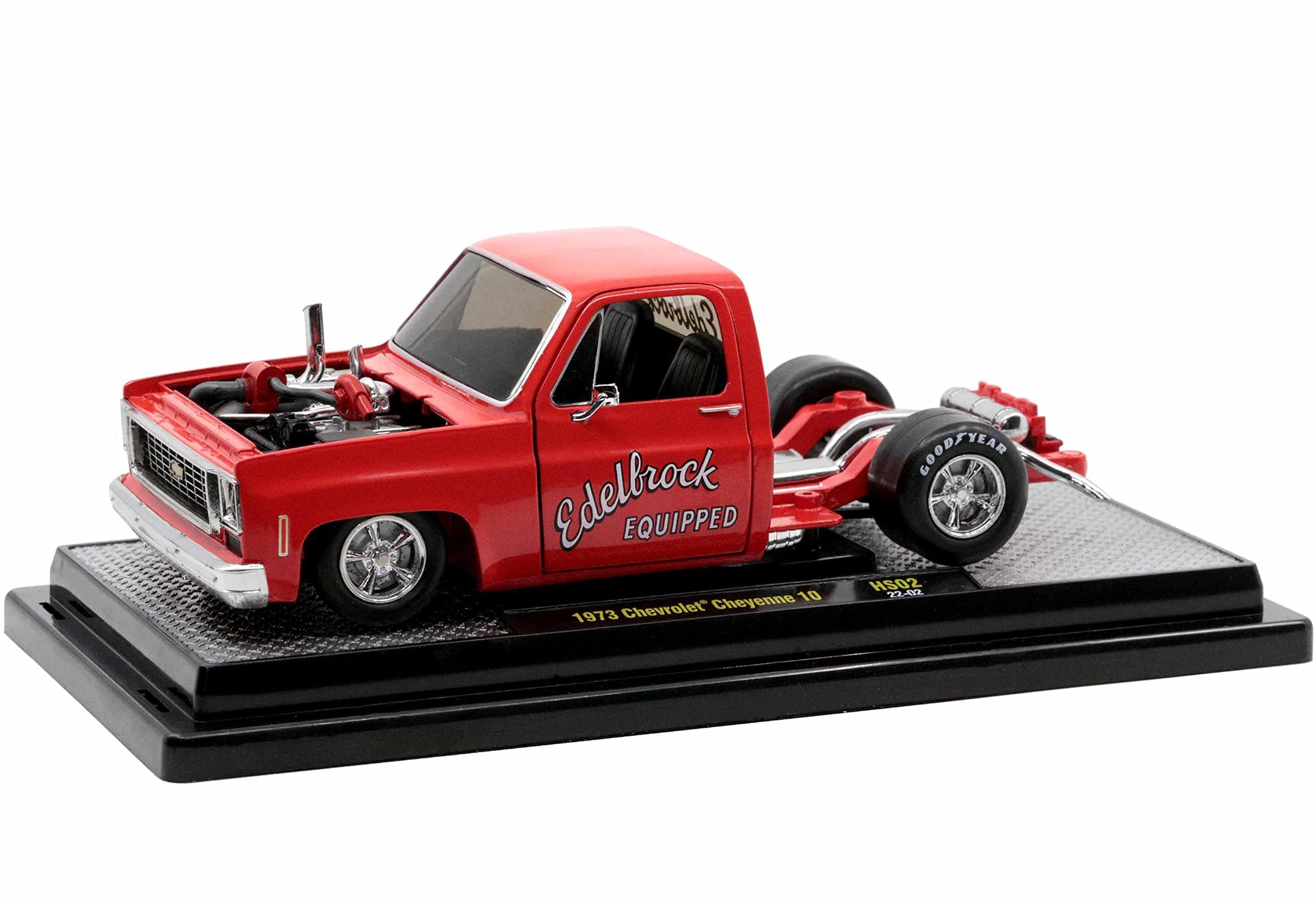 1973 Chevy Cheyenne Super 10 Square Body Bedless Truck Bright Red w/Graphics Ltd Ed to 3550 pcs 1/24 Diecast Model Car 40100-HS02