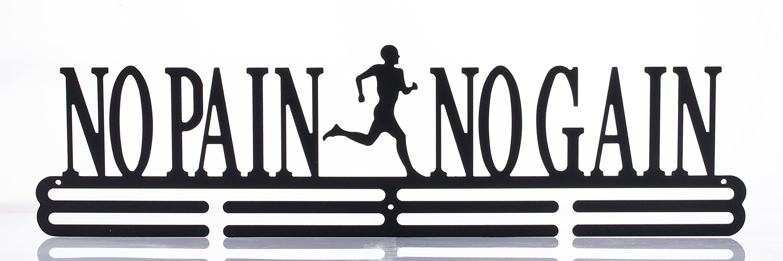 Sports Medal Holder Medal Hanger Display No Pain No Gain Runners Metal Carbon Steel Two Tiers Professional Wall Mount