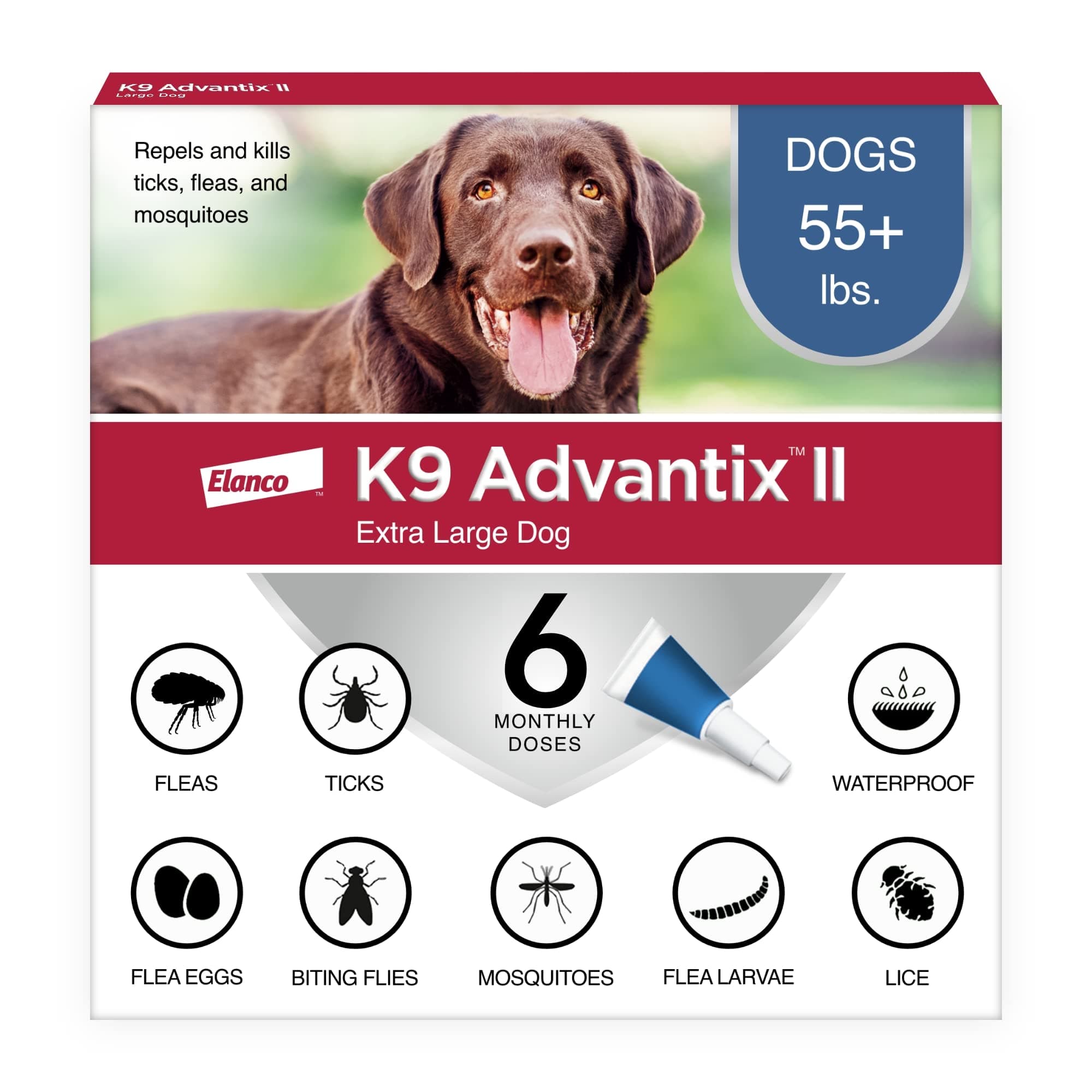Bayer K9 Advantix II Flea, Tick and Mosquito Prevention for X-Large Dogs, Over 55 lbs Over 55 lb 5420429