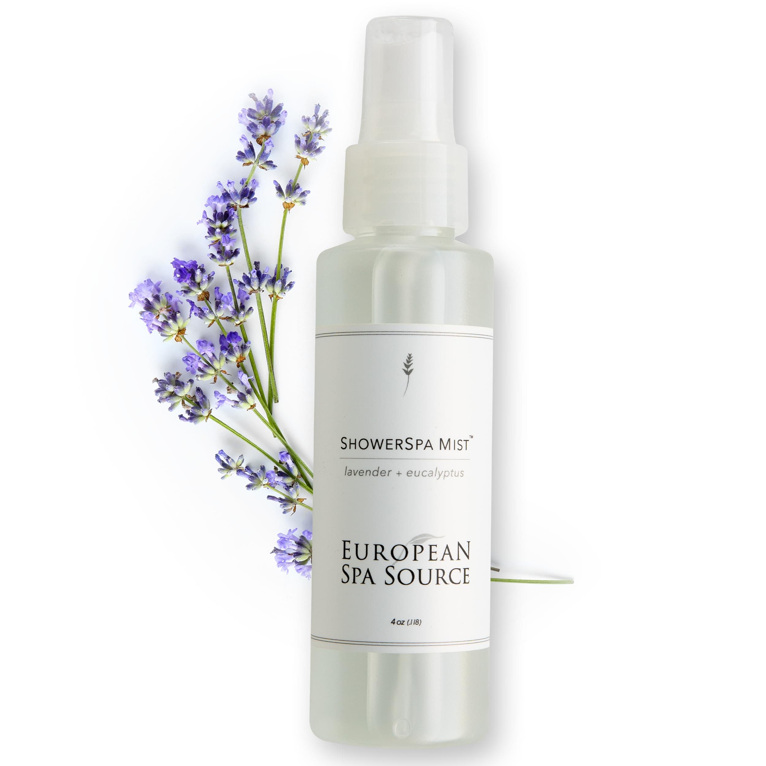 European Spa Source Lavender + Eucalyptus ShowerSpa Mist Spray for Aromatherapy, at Home Spa Experience, Sinus Congestion Relief, and Tension Relief, 4 fl oz.