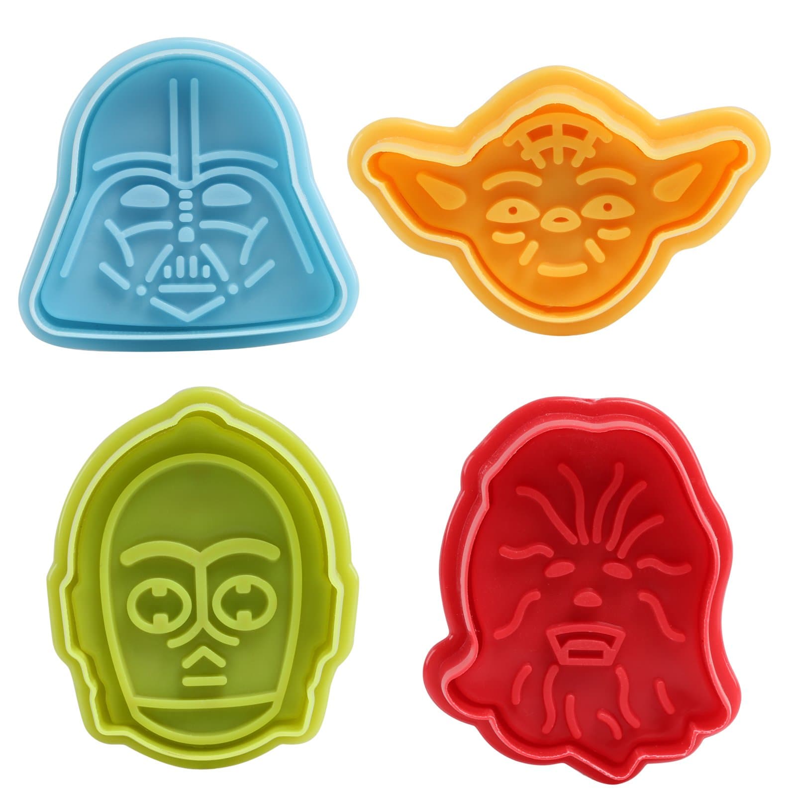 GWHOLE Set of 4 Pieces Star Wars Cookie Cutters Plungers Mold for Cake Sugarcraft Fondant Bakeware Decoration