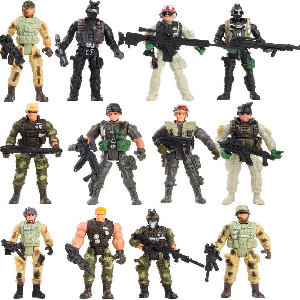 US Army Men and SWAT Team Toy Soldiers Action Figures Playset with Military Weapons Accessories,Military Soldier Playset Military Figures Army Men Soldiers Toy for Kids Boys Gift,12Pcs