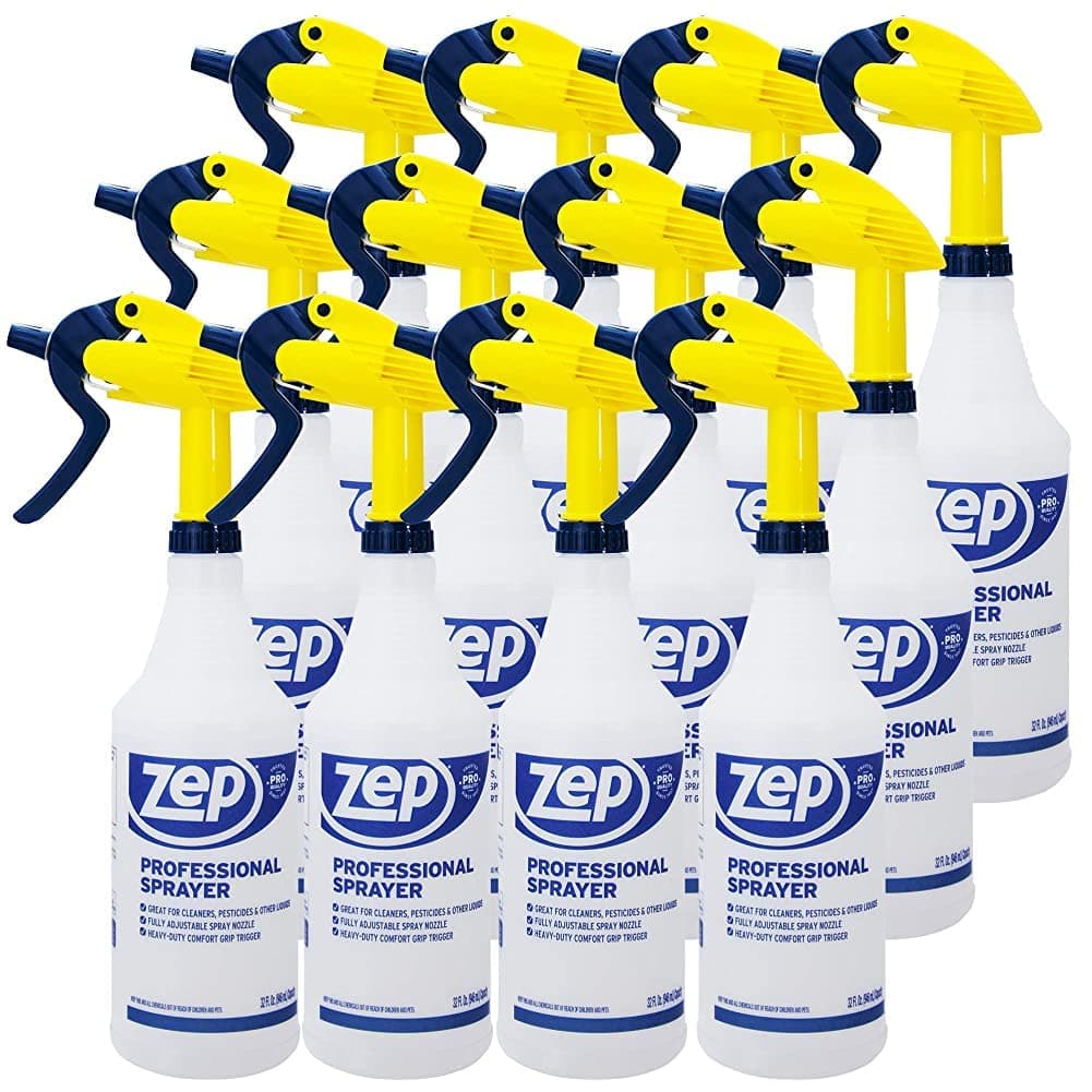 Professional Sprayer Bottle 32 ounces (Case of 12) 30 Foot Spray, Adjustable Nozzle