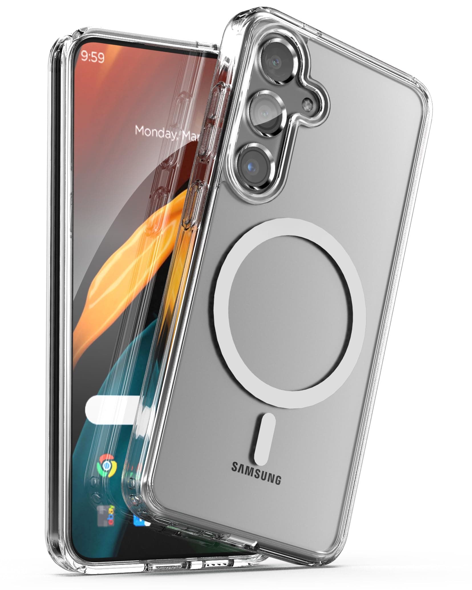 ENCASED MAG Case Designed for Samsung Galaxy S24 (2024) Compatible with MagSafe, Wireless Charging Magnetic Cover (Crystal Clear)