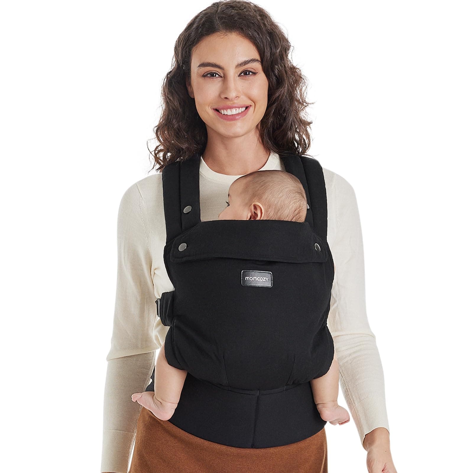 Baby Carrier - Ergonomic, Cozy and Lightweight Carrier for 7-45lbs, Effortless to Put On, Ideal for Hands-Free Parenting, Enhanced Lumbar Support, Purehug for Infant to Toddler, Black