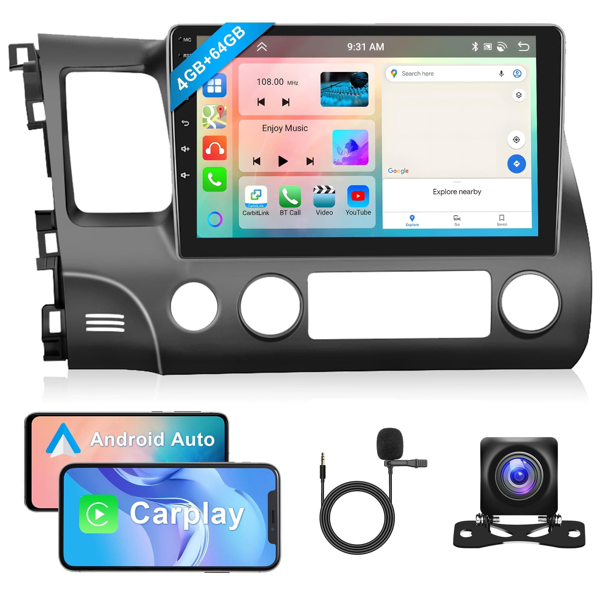 Sponsored Ad - 8 Core 4G+64G CarPlay Radio for Honda Civic 2006-2011, Rimoody Android 13 Car Stereo GPS 4G-WiFi Android Auto Mirror Link 10.1 Inch Touchscreen Bluetooth FM/RDS DSP-36 59-UI Themes AHD Backup Camera