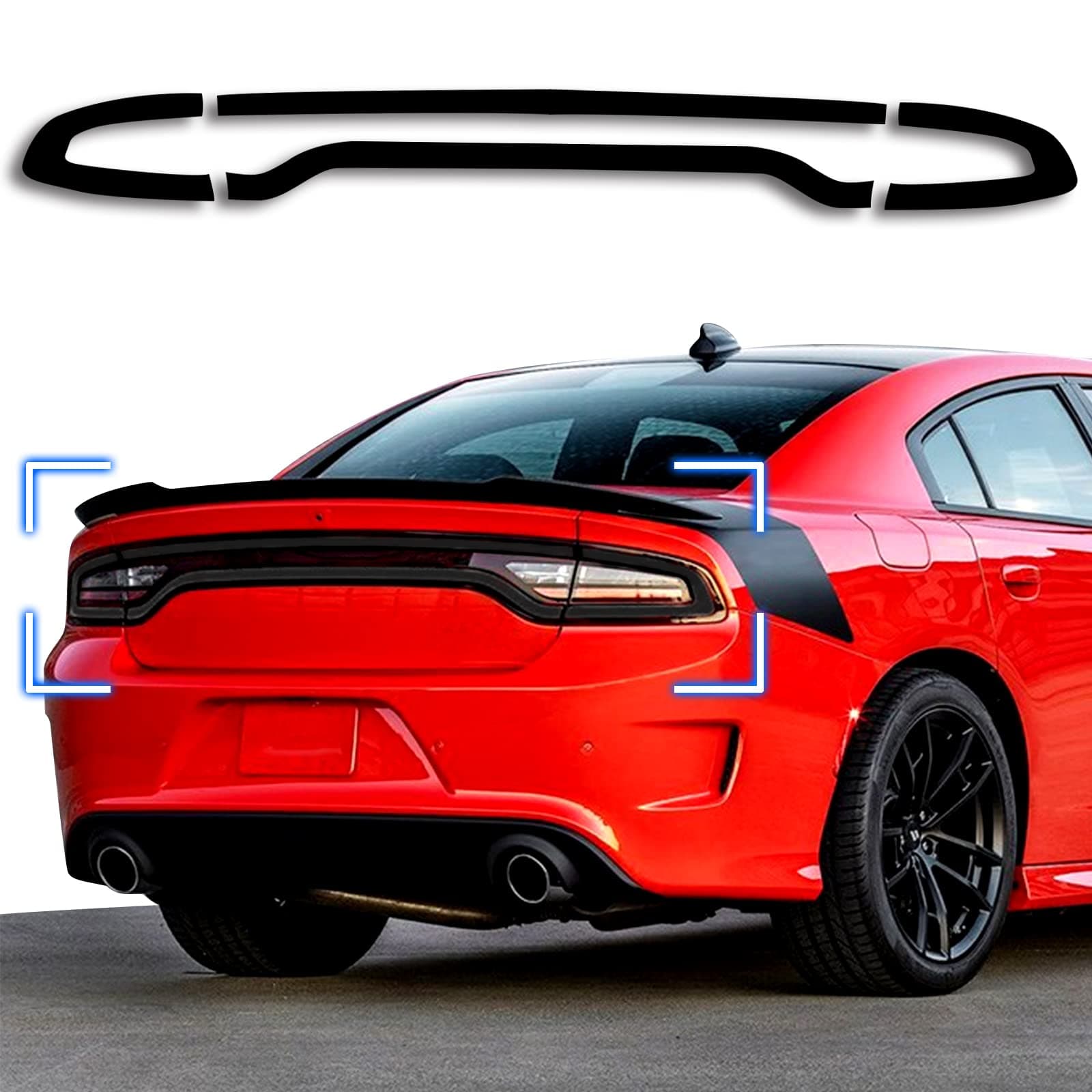 Precut Overlay Tint Kit Taillight Racetrack Film Fit for Dodge Charger 2015-2021 with Gloss Dark Smoke Wrap Cover Vinyl Decals Exterior Accessories