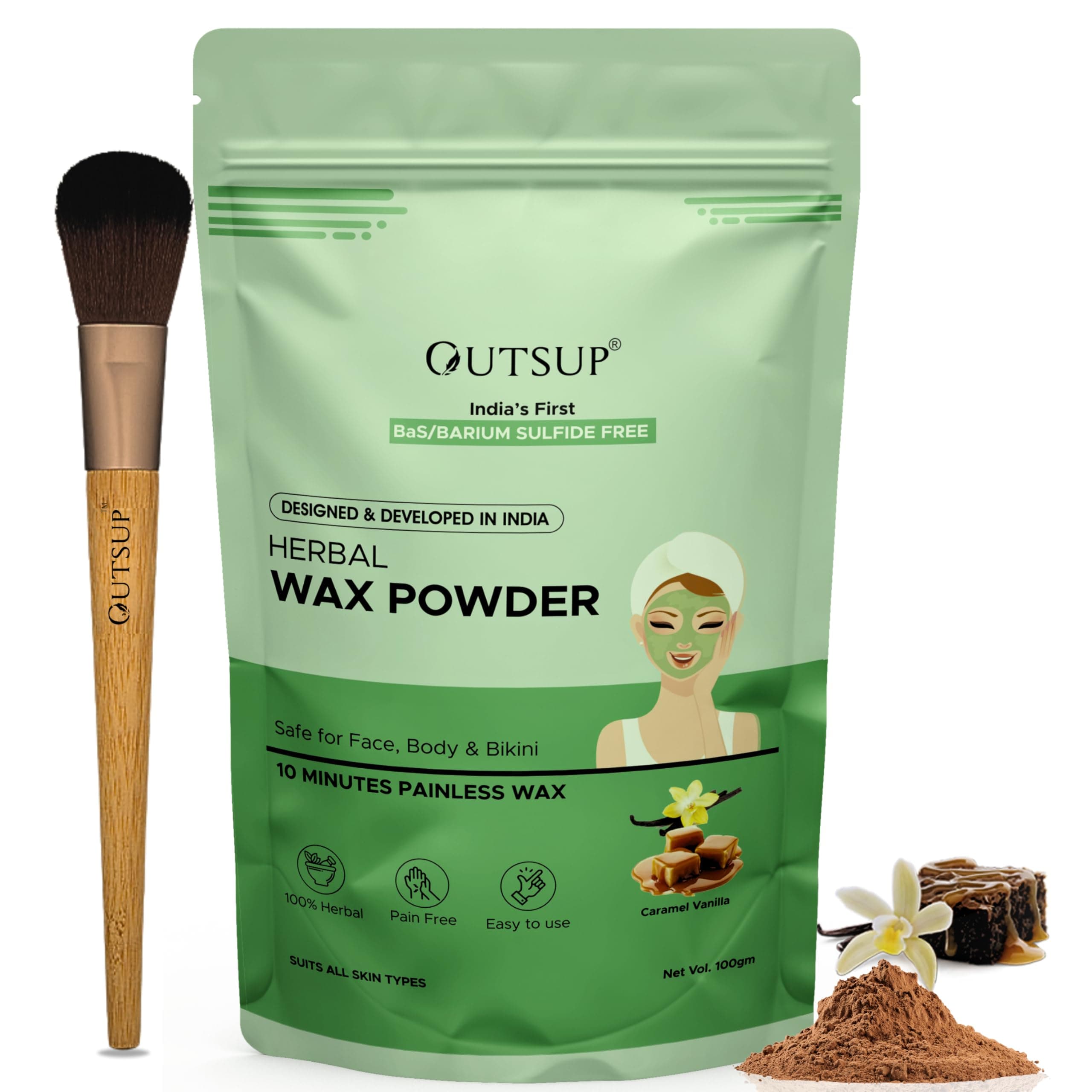 Herbal Wax Powder Cream for Hair Removal for Women & Men | India's First BaS Free | Painless & Quick Solution for Hair Removal | No Side Effects | Not for Sensitive Skin & Not for Face - 100gm