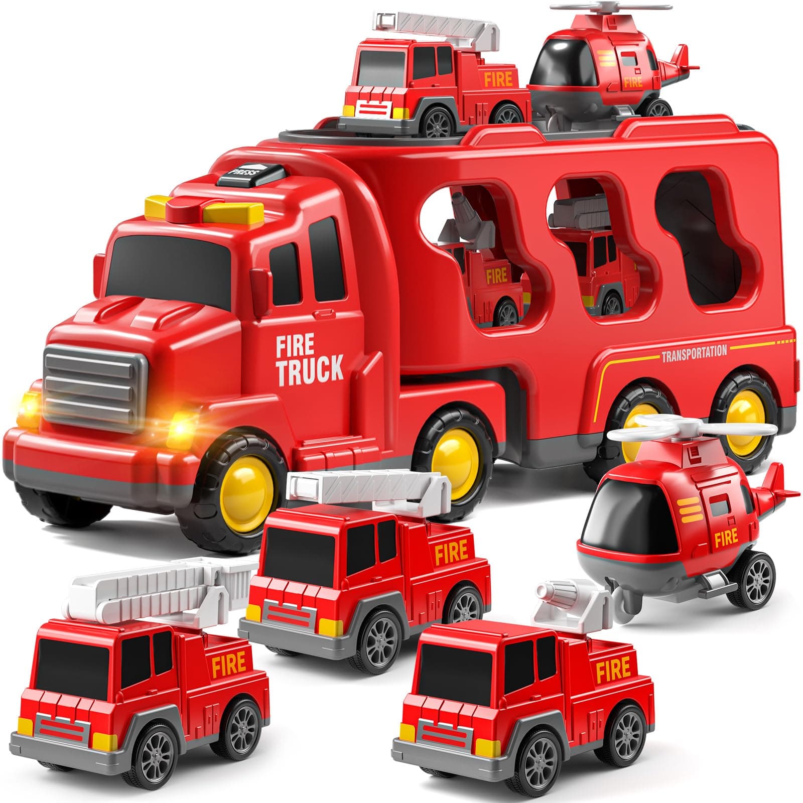 - Truck Toys for 3 4 5 6 Years Old Boys, Toddler Car Toys for Toddler Boys Ages 3-5, Fire Toys Car Carrier Vehicle Toy Set, Kids Toys Truck Set for Age 3-9