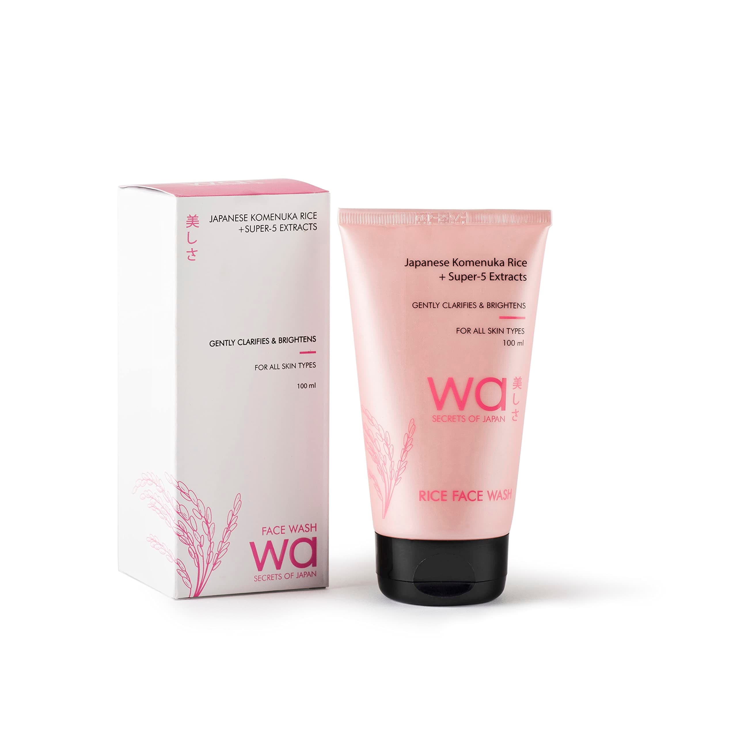 Wa - Japan | Komenuka Rice Face Wash | Clarifies & Brightens | Rice Extract Sourced from Japan | Parabens, Silicones, Sulphates Free | All-Skin types | 100ml
