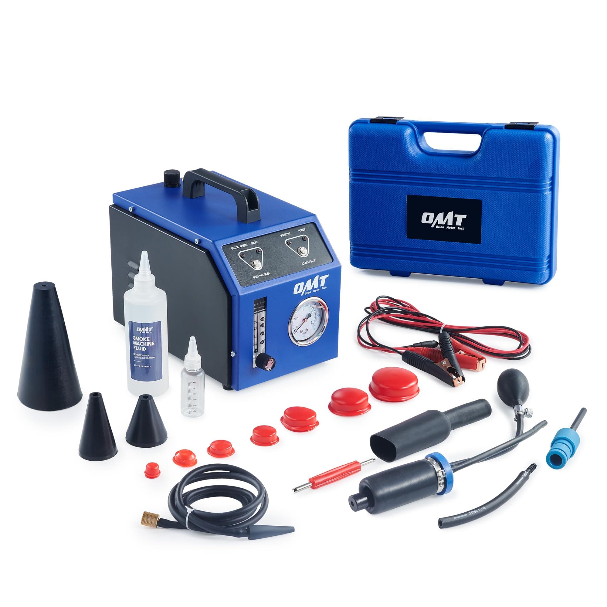 Orion Motor Tech Smoke Leak Detector, Automotive EVAP Smoke Machine with Pressure Oil Gauge 6 L/min Flow Meter Airbag & Cone Adapters for Auto EVAP Vacuum Cooling Exhaust System Engine