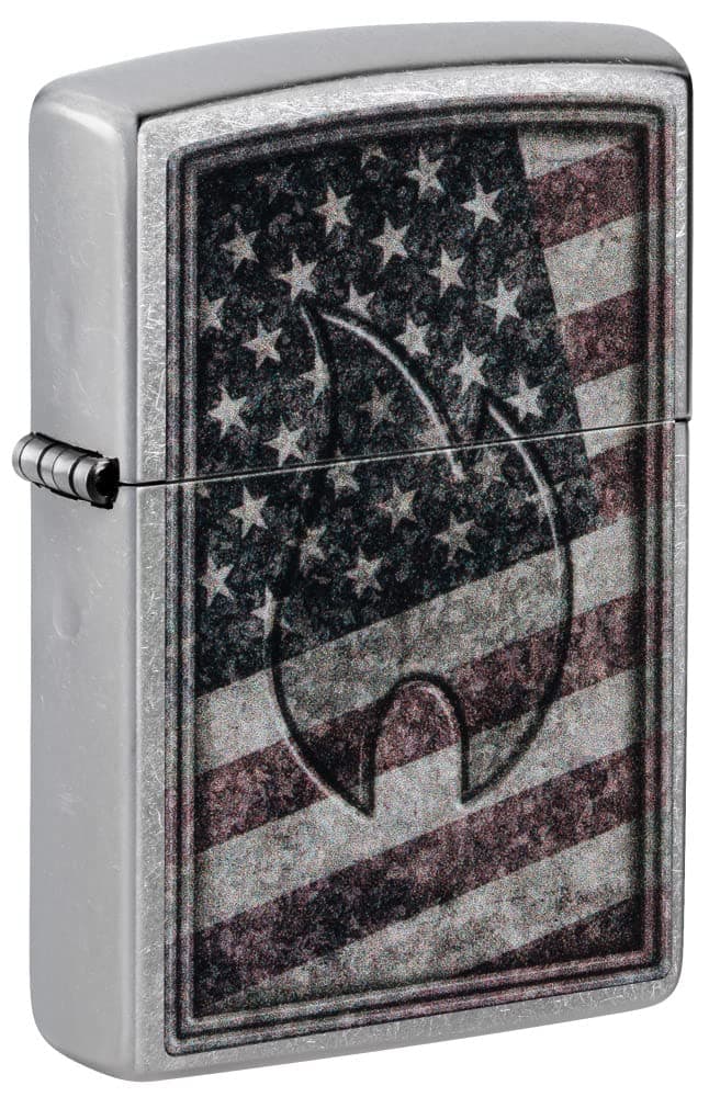 Zippo Americana Flame Street Chrome Design
