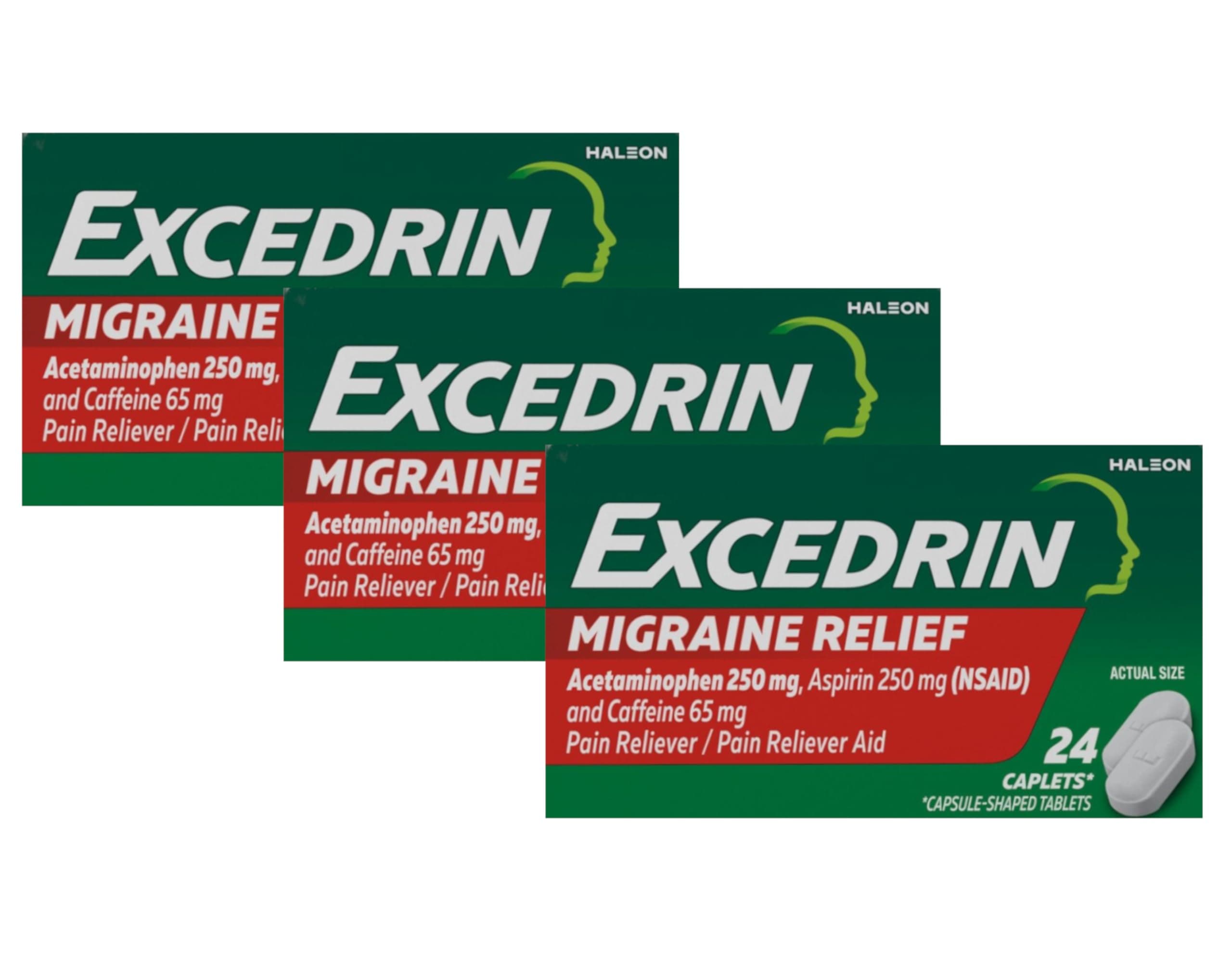ExcedrinMigraine Pain Reliever Caplets 24 ct (Pack of 3) - Packaging May Vary
