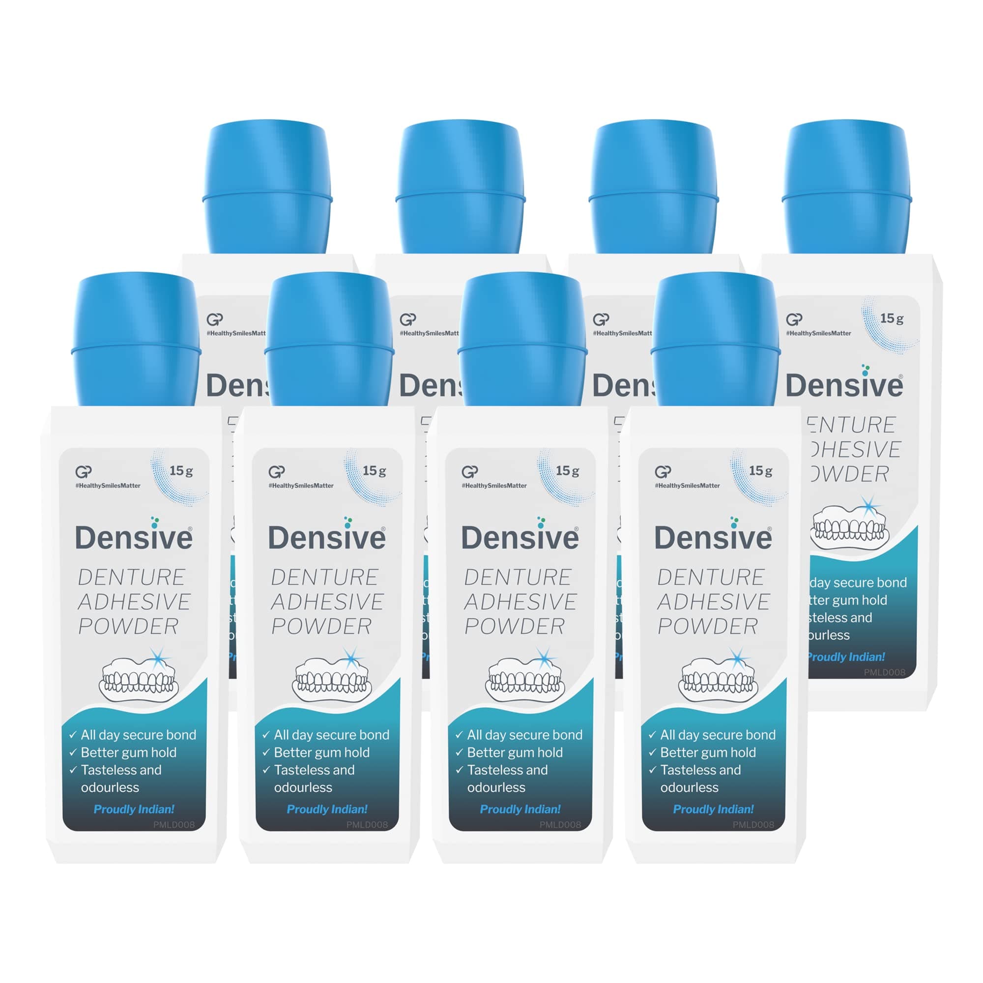 - Denture Adhesive Powder Pack of 8 | 15g Per Pack | Tasteless, flavorless, and odourless | Non-Toxic | Better gum hold | All day secure bond | Creates strong bond between gums and dentures