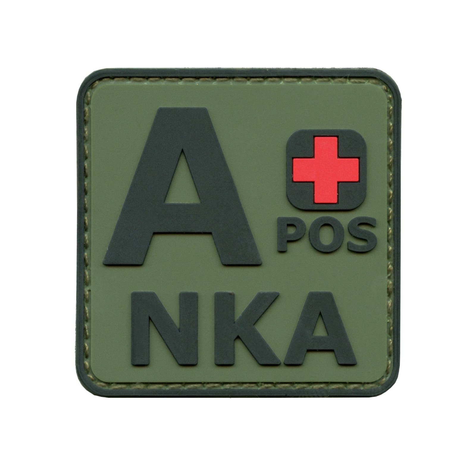 LEGEEON Olive Drab OD APOS A+ NKA Blood Type No Known Allergies Morale PVC Rubber Fastener Patch