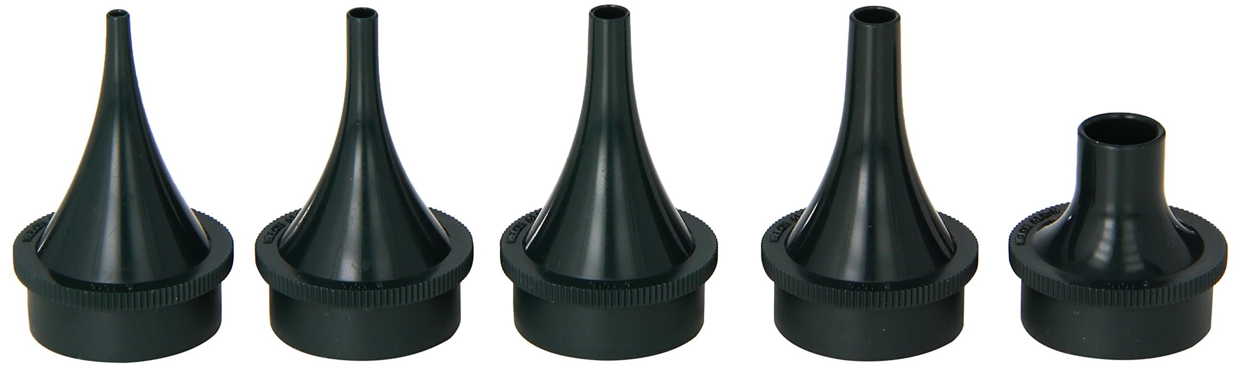 22100 Set of Five Reusable Ear Specula for Pneumatic, Operating and Consulting Otoscopes, 2, 3, 4, 5 and 9 mm Size