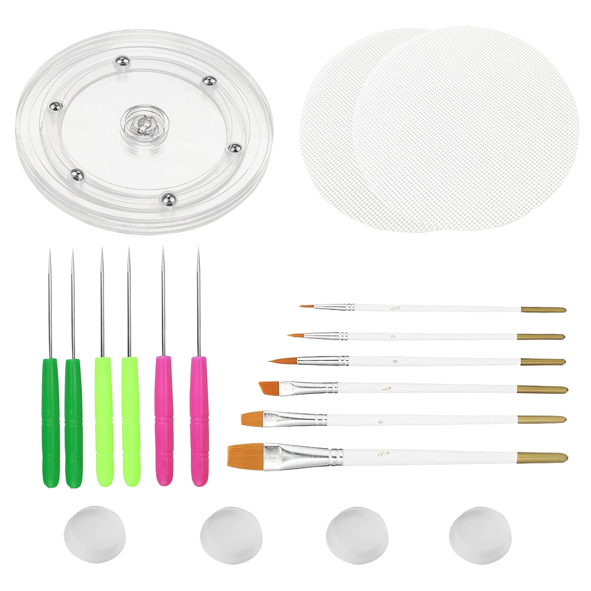 Cookie Decorating Kit Supplies Including 1 Acrylic Turntable 6 Scribe Needle 2 Silicone Mesh Mats 6 Cookie Decoration Brushes 4 Rubber Feet Bumpers
