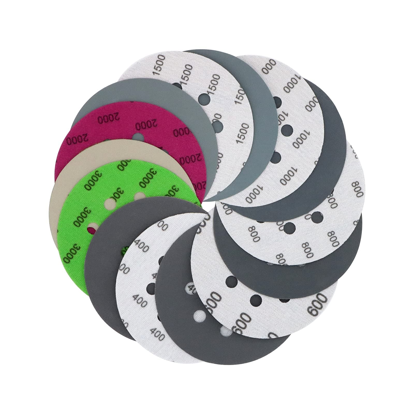 70 Pieces Wet Dry Sanding Discs, VIBRATITE 5 Inch 8 Holes Hook and Loop Sandpaper 400/600/800/1000/1500/2000/3000 Assortment Grits for Orbital Sander Automotive Wood Metal Plastic Sanding Polishing