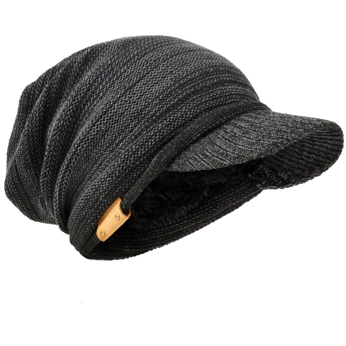 HISSHEMens Slouch Beanie Vintage Knit Cadet Cabbie Skull Cap with Visor B319