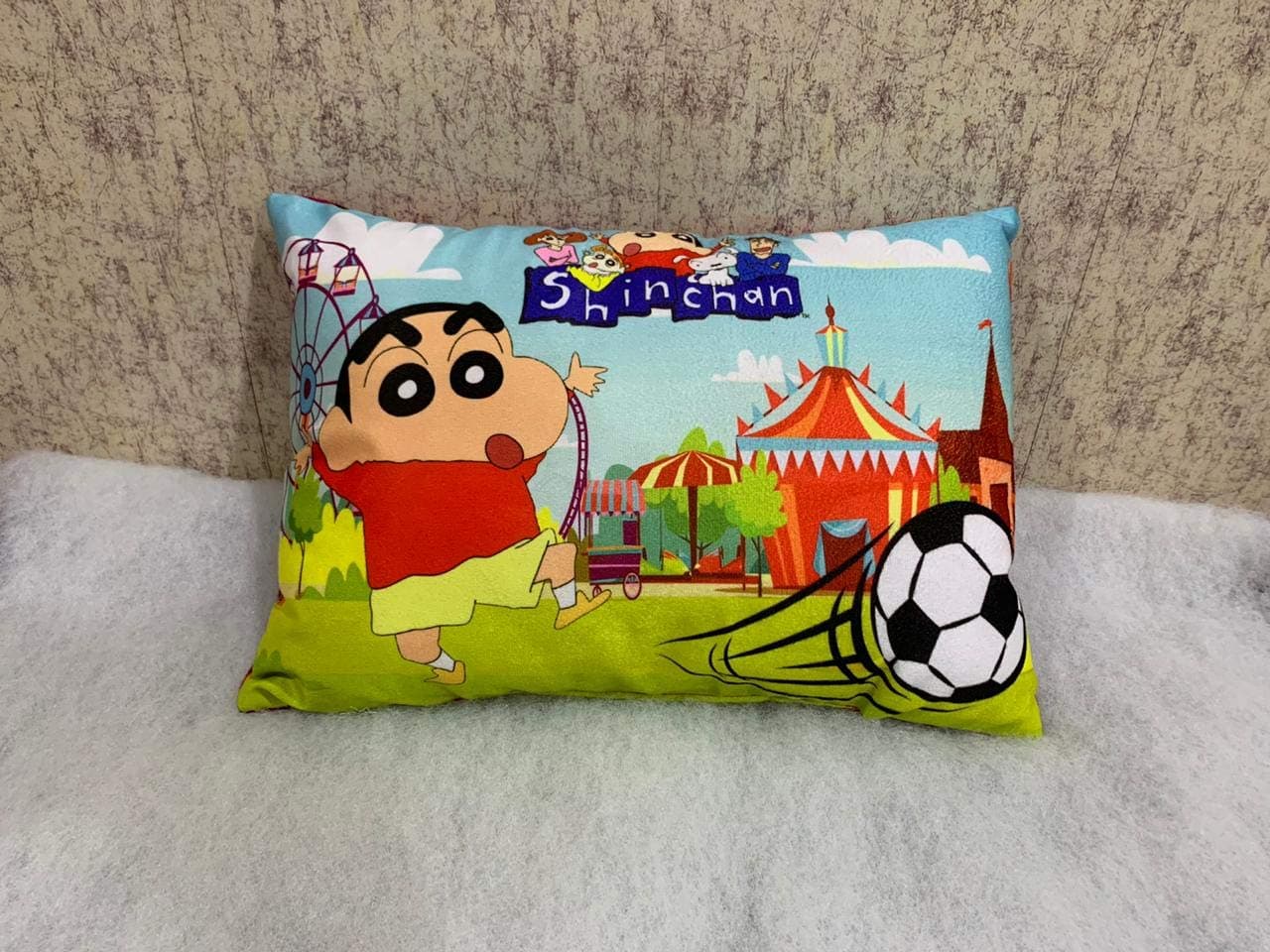 Velvet Digital Print Baby Pillow 12 X 18 Inches (Shinchan), Multicolor