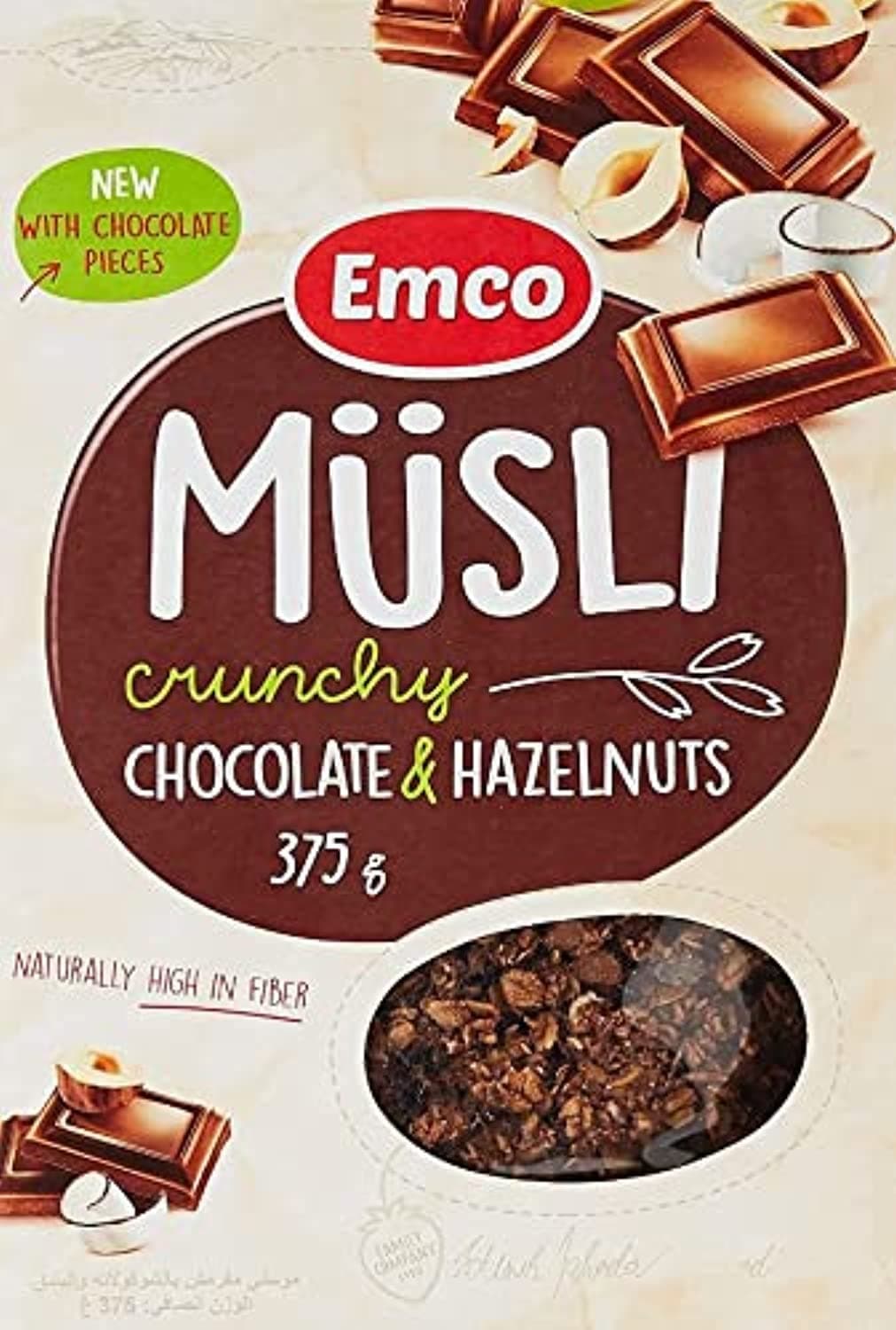 Emco Crunchy Musli, Chocolate And Hazelnuts, 375 Gm
