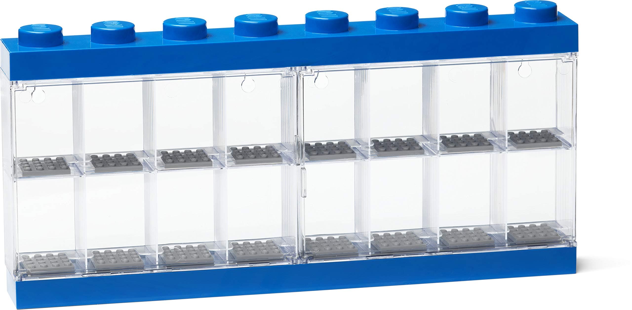 Lego Minifigure Display Case, Stackable Storage Container for Collectible Figurines, 8 Stud, Bright Blue