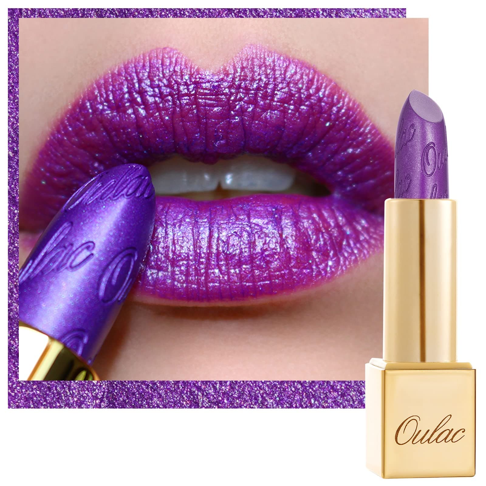 Purple Lipstick for Women with Metallic 3D Shine, Lightweight Hydrating Formula, High-Impact Lip Color, Vegan Beauty, Full Coverage Lip Makeup, Royal Sash (16)