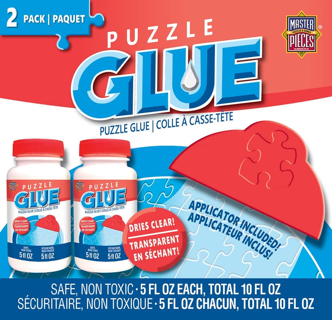 Accessories - Jigsaw Puzzle Glue Bottle & Wide Plastic Spreader, 5 Ounces Each, 2 Pack, Clear