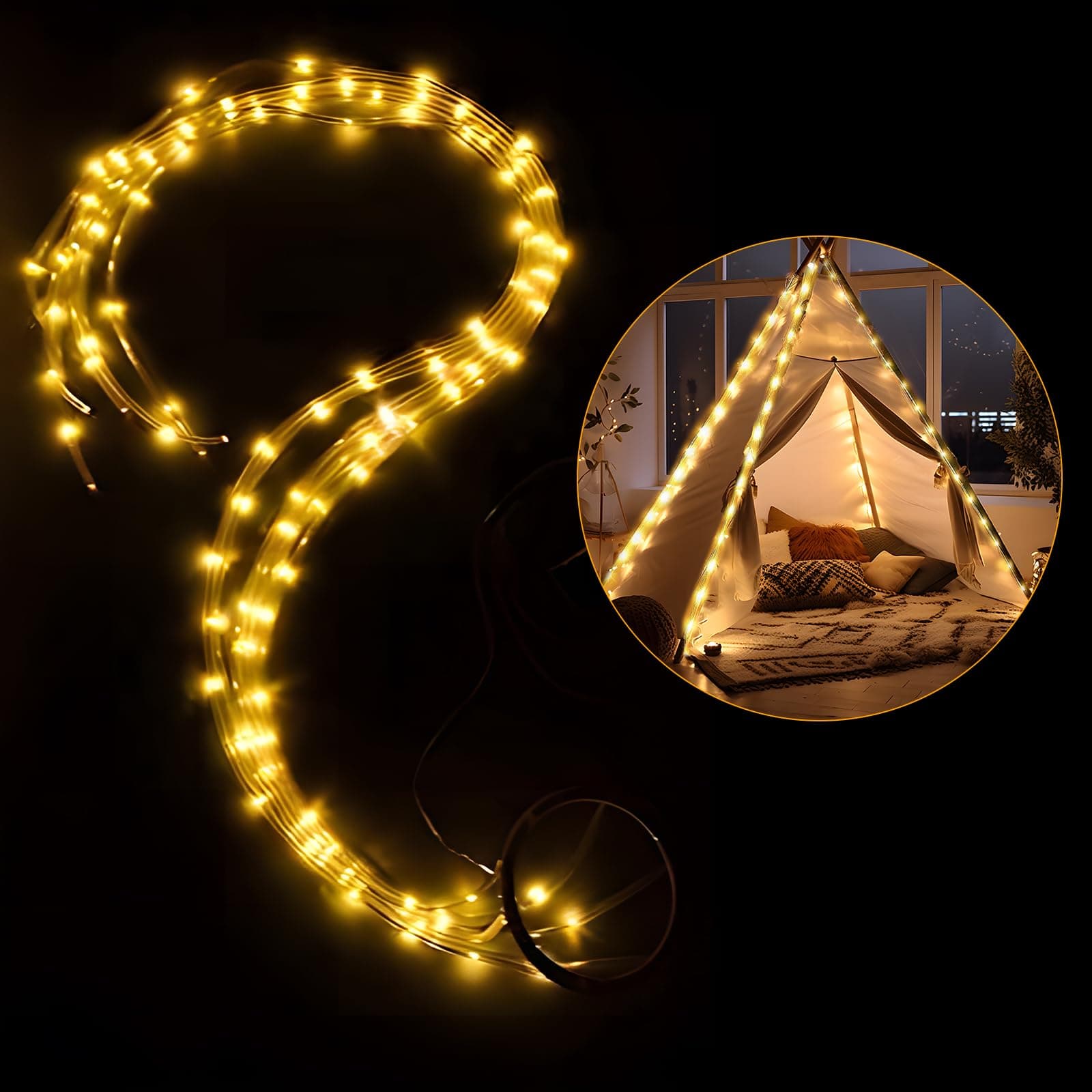 Ginkago Fairy Led Light for Teepee Tent Kids 4 Pole for Bedroom Play Tent Indoor Decoration Battery Powered for Children Kids Girls Boys