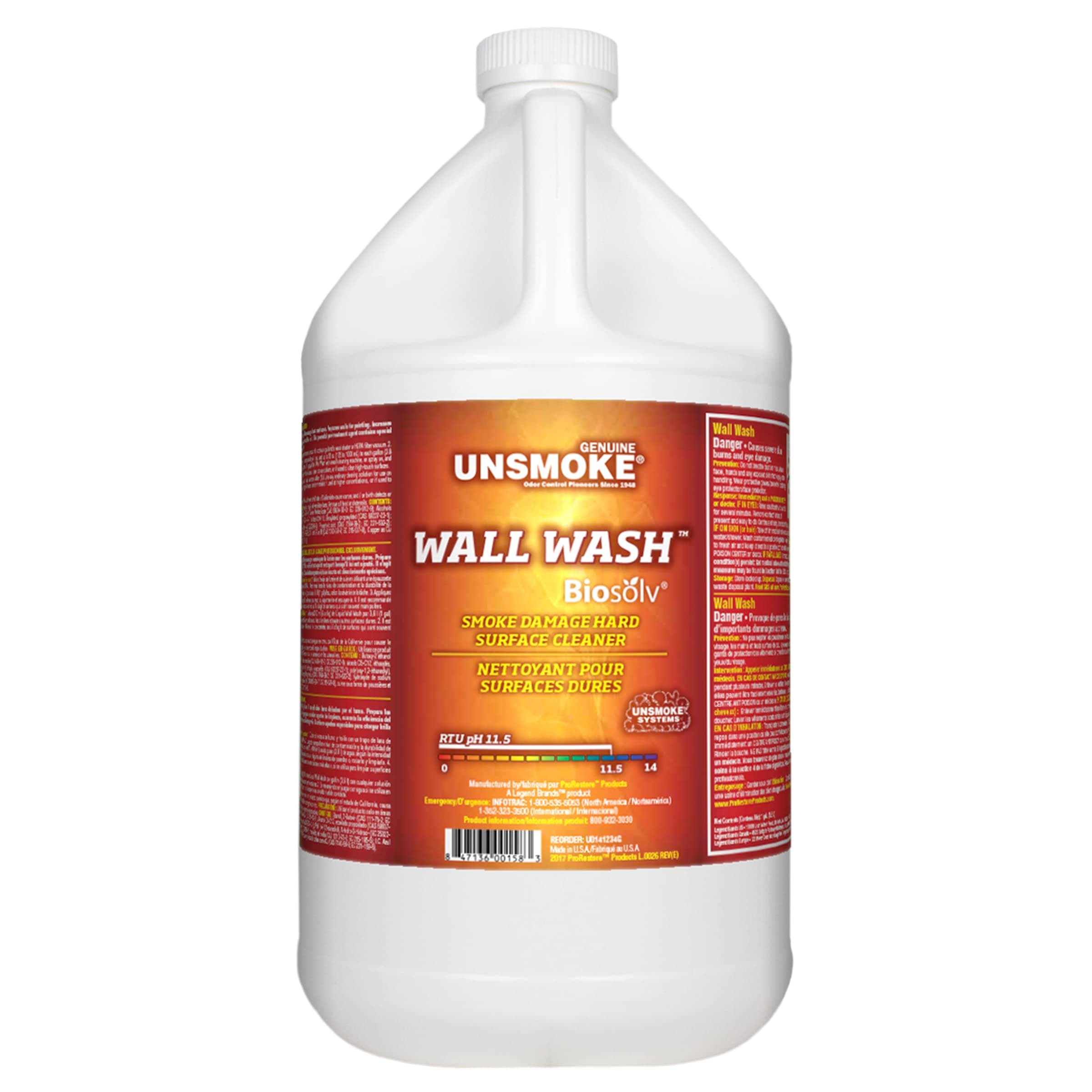 Wall Wash with Biosolv, Multipurpose Degreaser for Walls and Smoke Damage, Hard Surface Cleaner, 1-Gal Bottle