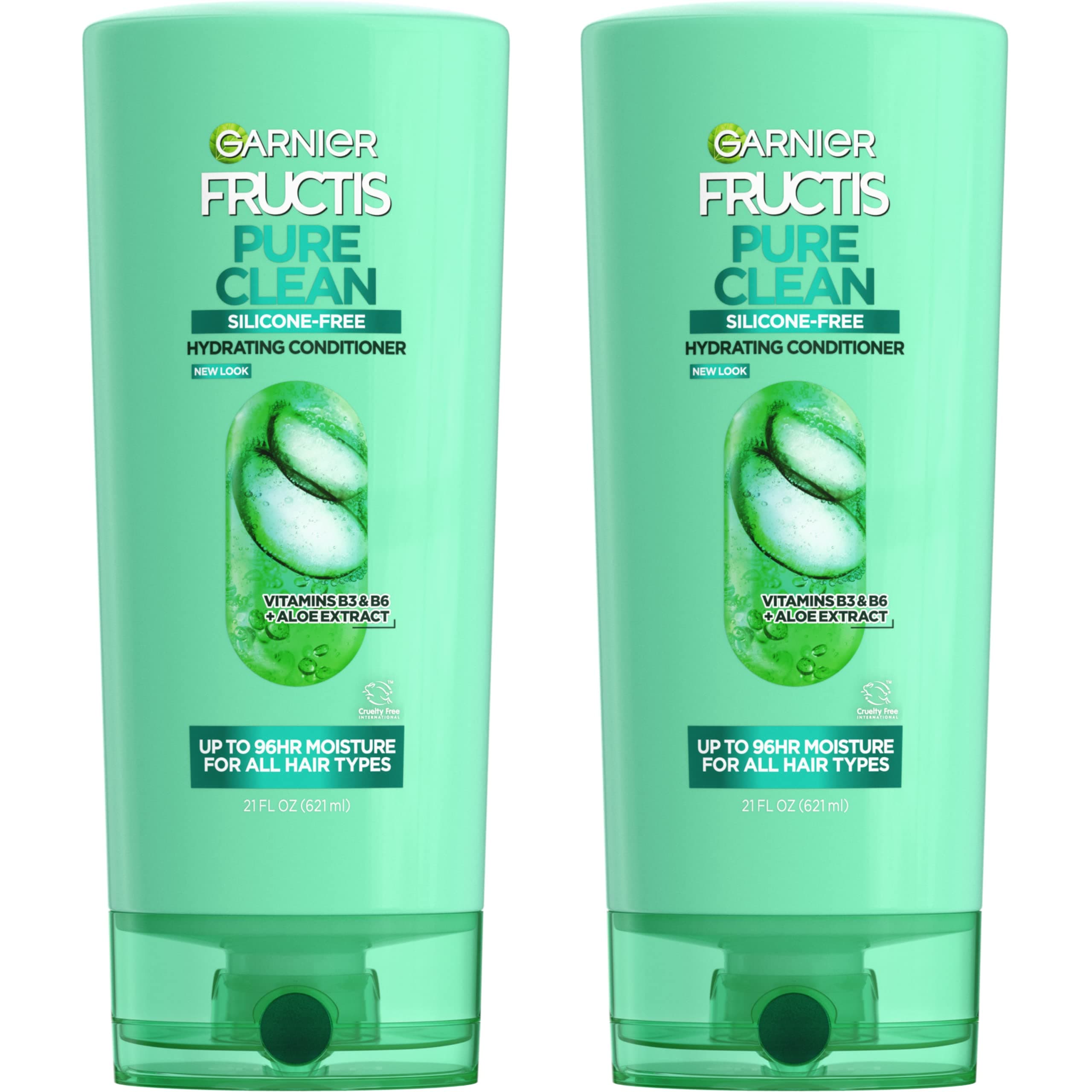 Hair Care Fructis Pure Clean Conditioner, Fortifying Conditioner, Made With Aloe and Vitamin E Extract, Vegan Formula, Paraben Free, 21 Fl Oz, 2 Count