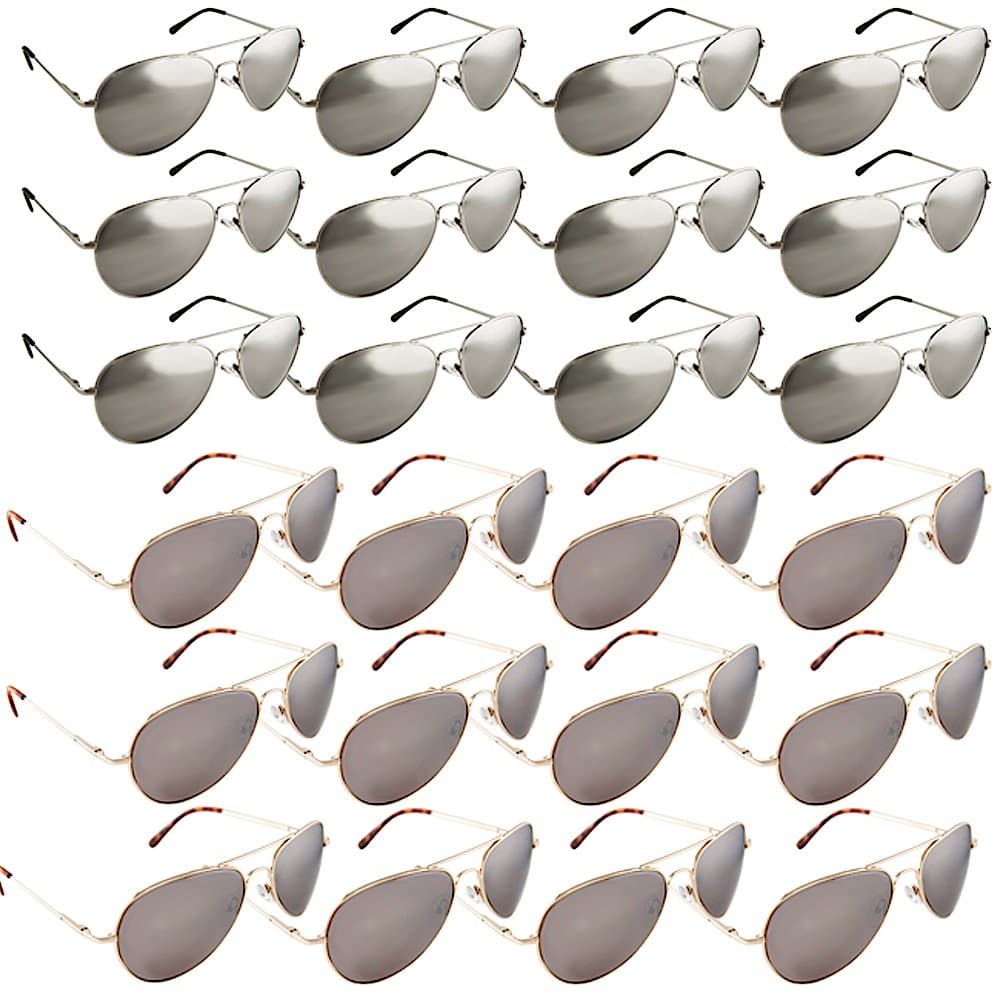 The Original Aviator - Full Mirror Lens (24 Piece, 12 Silver/ 12 Gold Set)