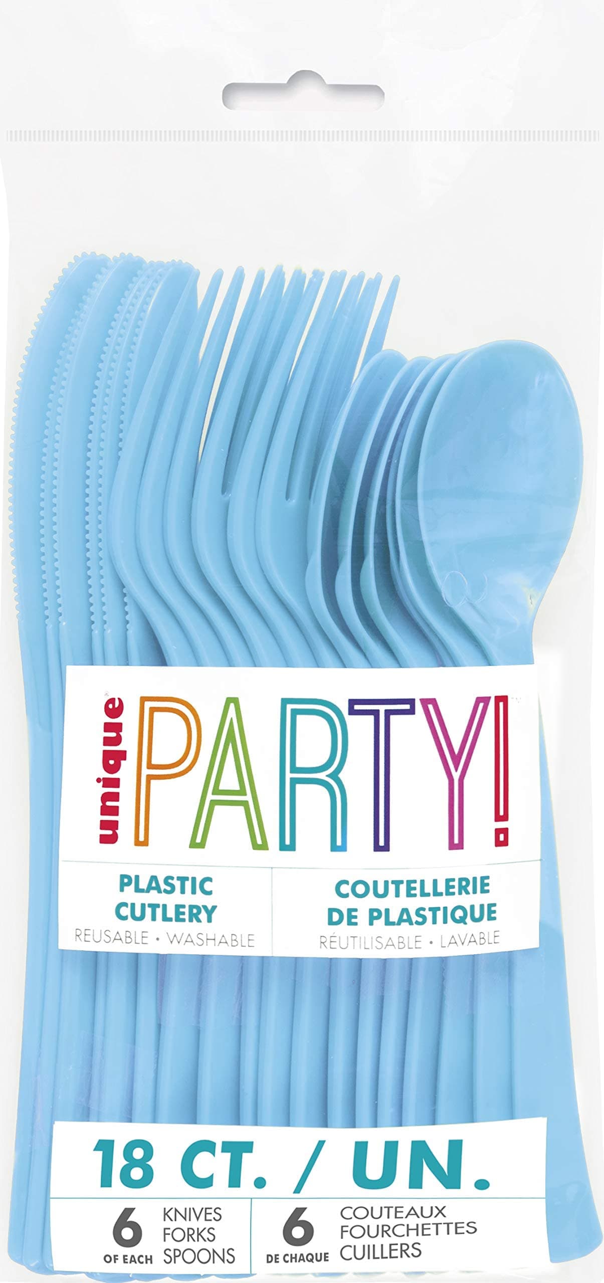 Unique Powder Blue Plastic Cutlery Set – 18-Piece Disposable Party Utensils with 6 Forks, 6 Spoons & 6 Knives for Birthdays, Kids’ Parties, Weddings, Baby Showers & Special Events