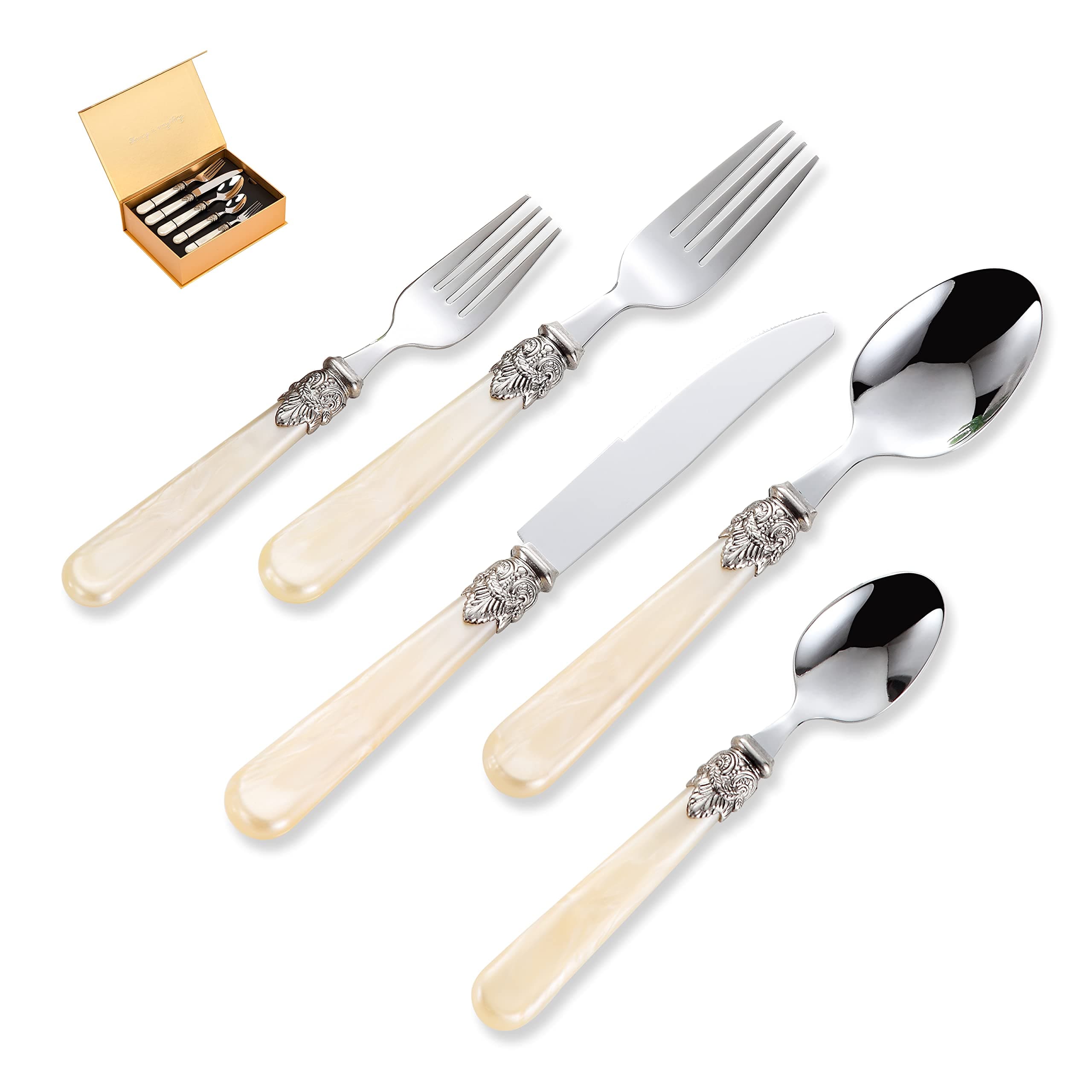 Gold flatware set 30 pcs