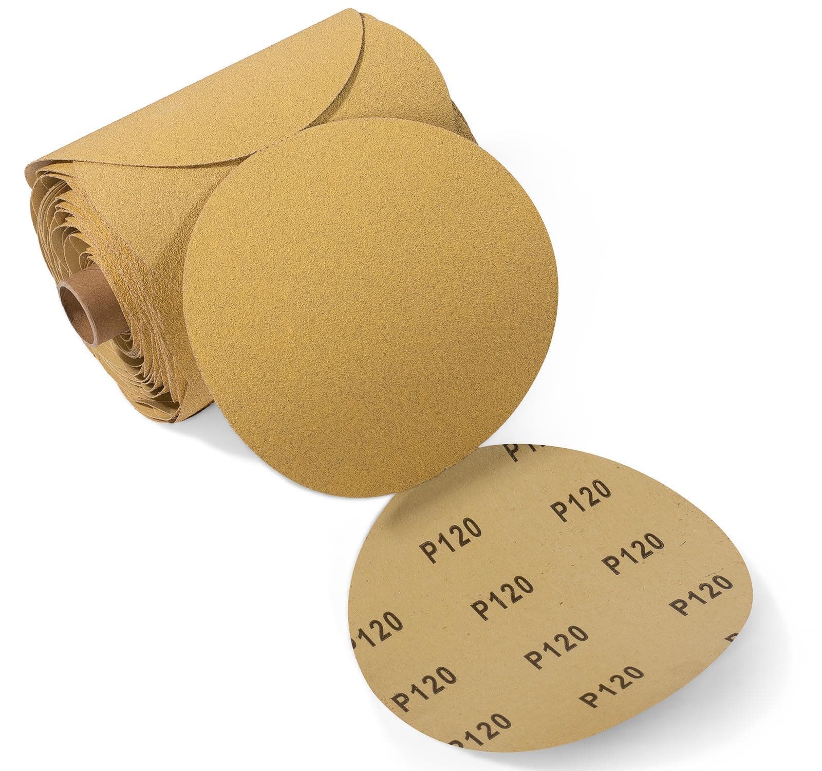 100 PCS 6 Inch PSA Sanding Discs 120 Grit Adhesive Backed Sandpaper Roll Sticky-Back for DA Sander Self Stick Aluminum Oxide Round Automotive Sand Paper with Sticky Back