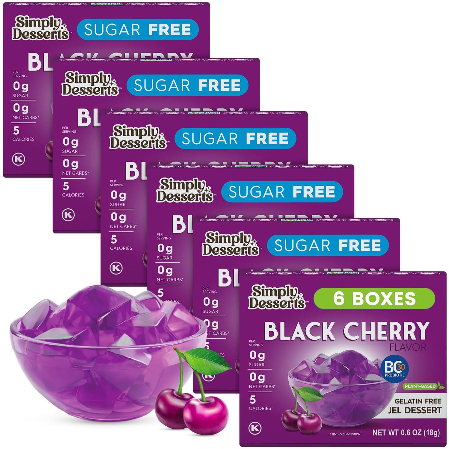 Simply Desserts Sugar-Free Black Cherry Jel, 6-Pack – Vegan Dessert, Keto Snacks, Diabetic Friendly & Kosher, 1.7 Oz Ea