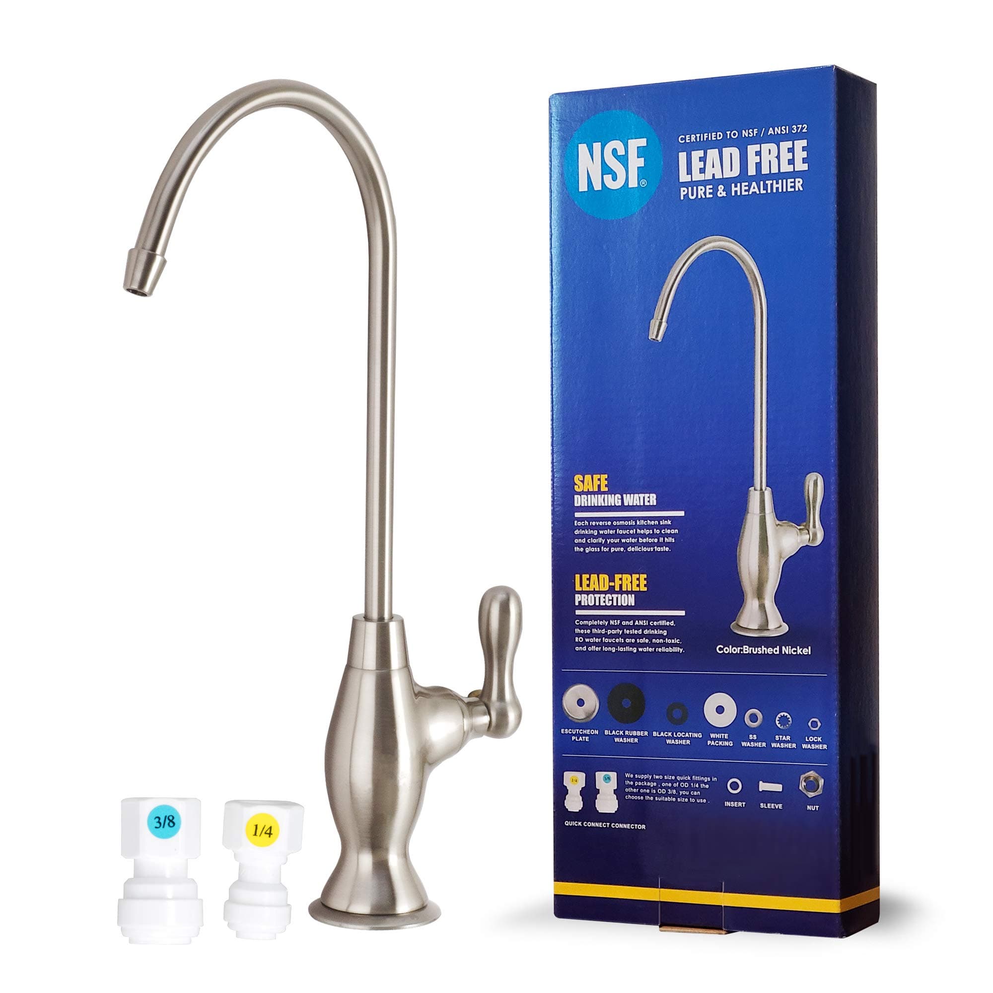 NSF Certification Lead-Free Water Filtration Reverse Osmosis Faucet (Brushed Nickel) Advanced RO Tap for Drinking, Kitchen Sink Cooking, Cleaning | Safe, Healthier