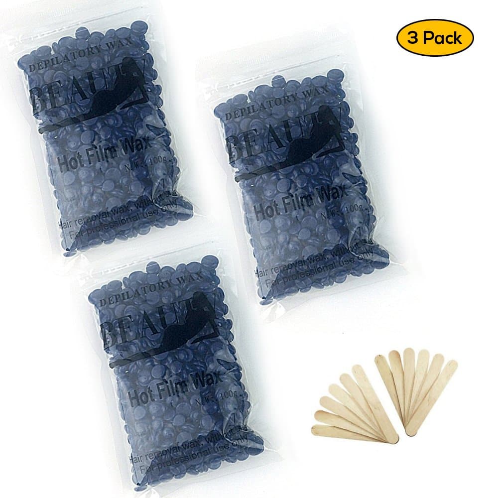 hard wax beans wax beads hair removal 3pack(100gram each) plus 10 free waxsticks