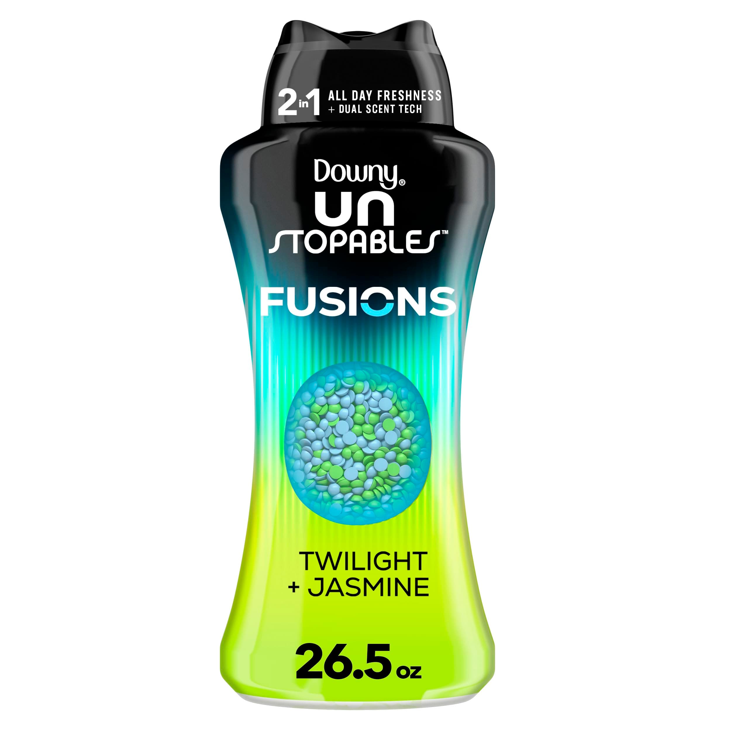 Downy Unstopables Fusions 洗濯用洗濯用香りブースタービーズ、トワイライトとジャスミンの香り、26オンス、2イン1で終日の新鮮さ