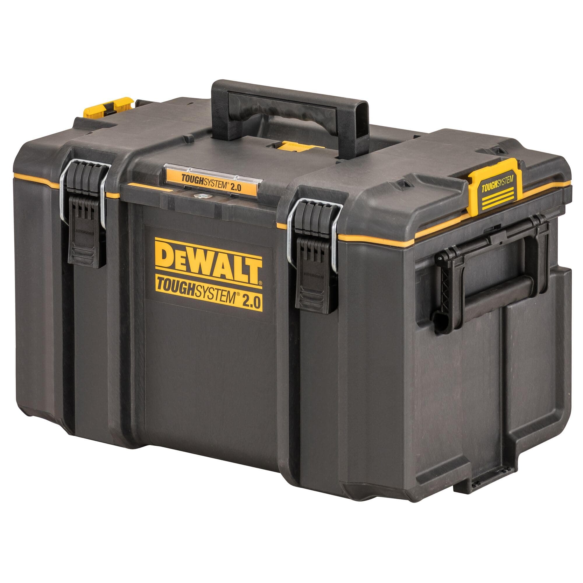 Heavy-duty toolbox with IP65 seal, 50kg load, auto-latching, removable tray, and tracker-ready design—ideal for secure, stackable jobsite tool storage.