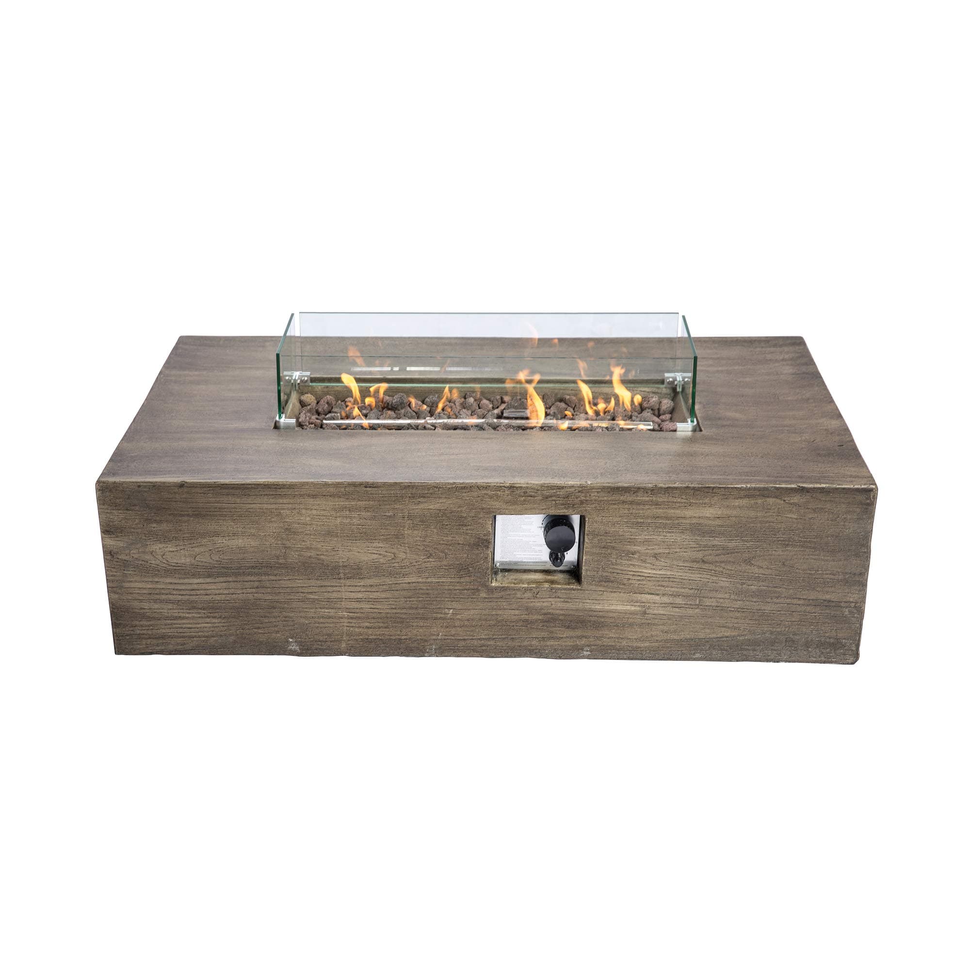 Peaktop Outdoor Rectangular Concrete Propane Gas Fire Pit with PVC Cover, 6kg Lava Rock, & Touch Up Paint & Brush (regulator included) Dimensions: (W) 122cm x (L) 68cm x (H) x 32cm