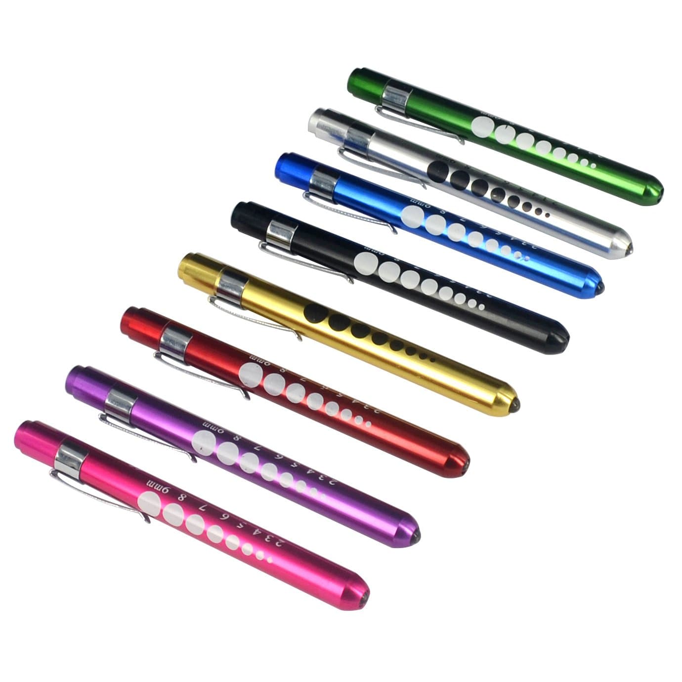 YESTARUSA Pupil Gauge Reusable Penlight Pen Light 8 Pack 8 Colors White Light