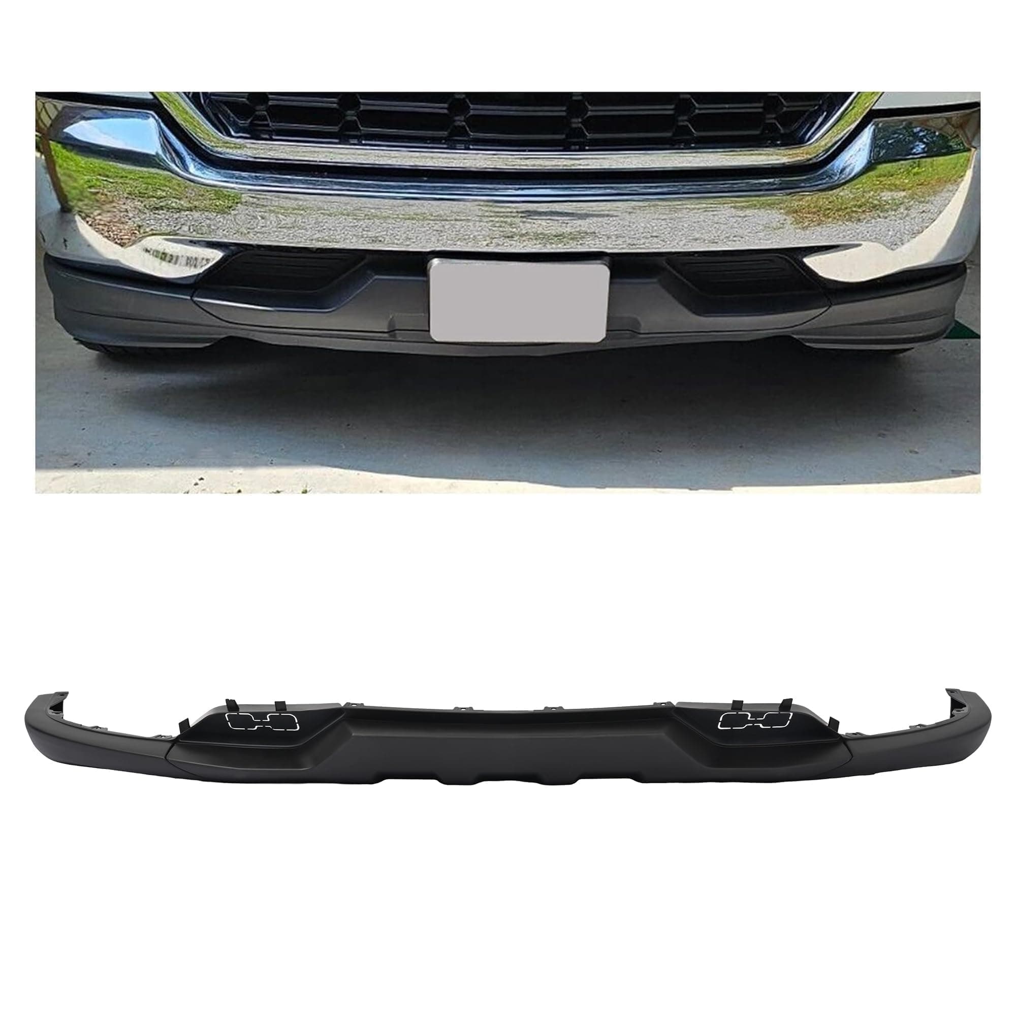 HECASA Front Bumper Lower Valance Compatible with 2016-2019 Chevrolet Chevy Silverado 1500 LD Replacement for 84029773, GM1015134C W/Tow Hooks Holes Air Dam Deflector PP Plastic Black