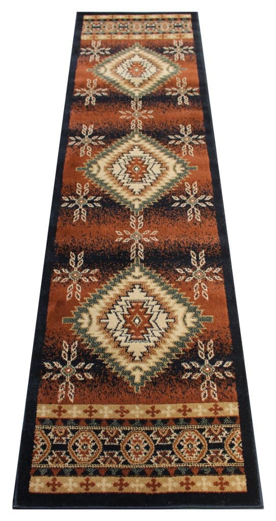 Bellagio Native American Rug Runner 2 Feet X 7 Feet 3 Inch Black 357