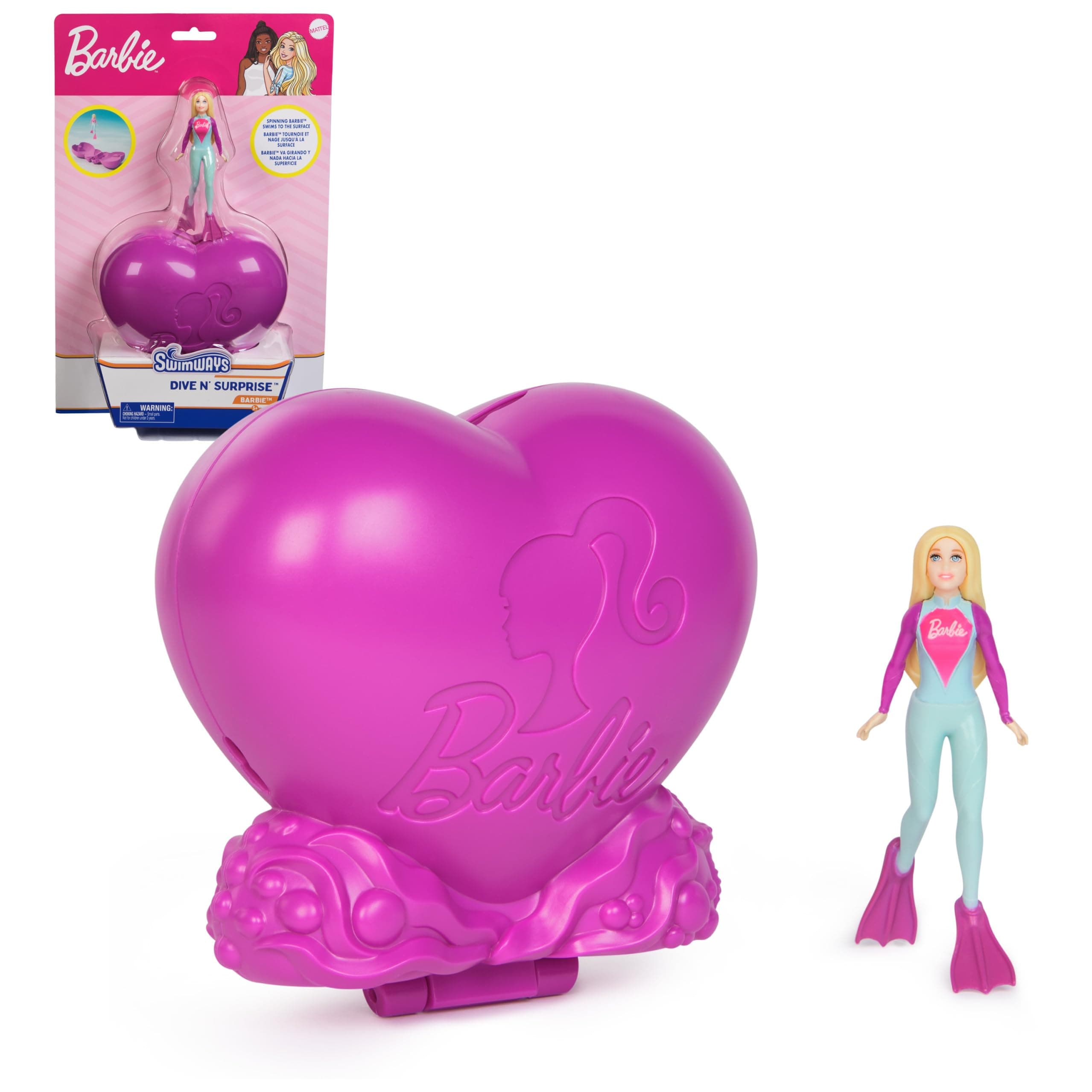 Barbie Dive N’ Surprise, Swimming Pool Accessories & Kids Pool Toys, Pool Party Supplies, Barbie Toys for Kids Ages 5 & Up
